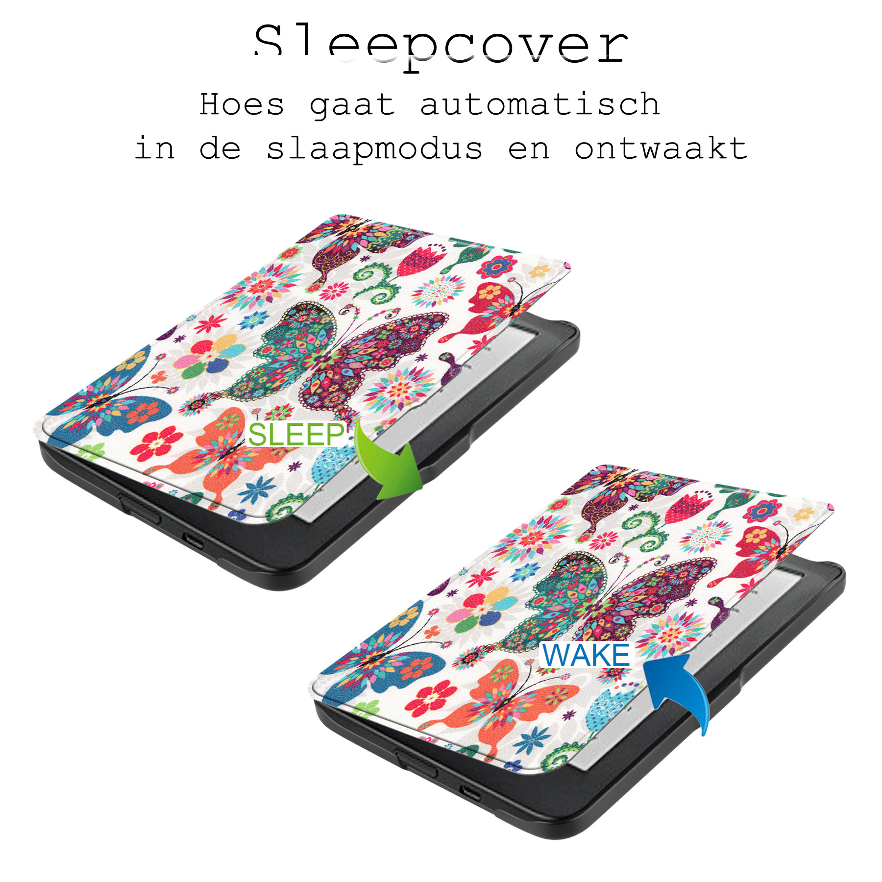 BASEY. Hoes Geschikt voor Kobo Clara HD Hoesje Bookcase Cover Hoes - Hoesje Geschikt voor Kobo Clara HD Hoes Cover Case - Vlinders