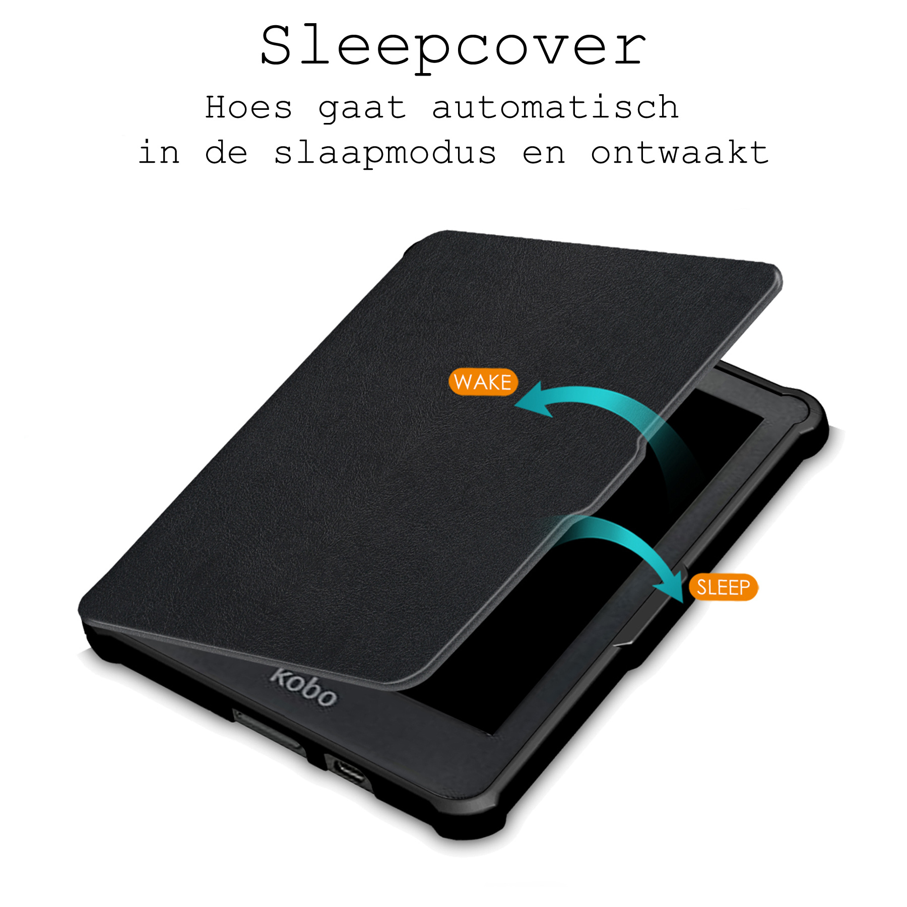 BASEY. Hoes Geschikt voor Kobo Clara HD Hoesje Bookcase Cover Hoes - Hoesje Geschikt voor Kobo Clara HD Hoes Cover Case - Zwart