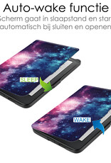 NoXx Hoes Geschikt voor Kobo Clara HD Hoesje Bookcase Cover Book Case Hoes Sleepcover - Galaxy