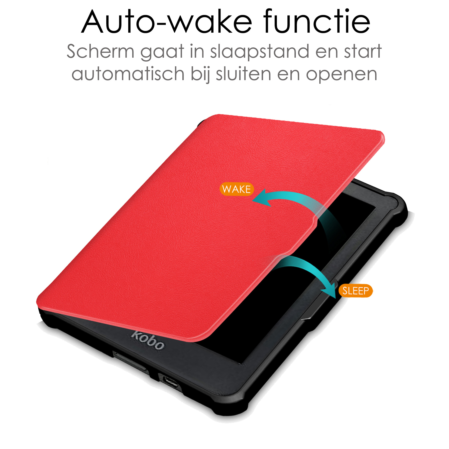 NoXx Hoes Geschikt voor Kobo Clara HD Hoesje Bookcase Cover Book Case Hoes Sleepcover - Rood