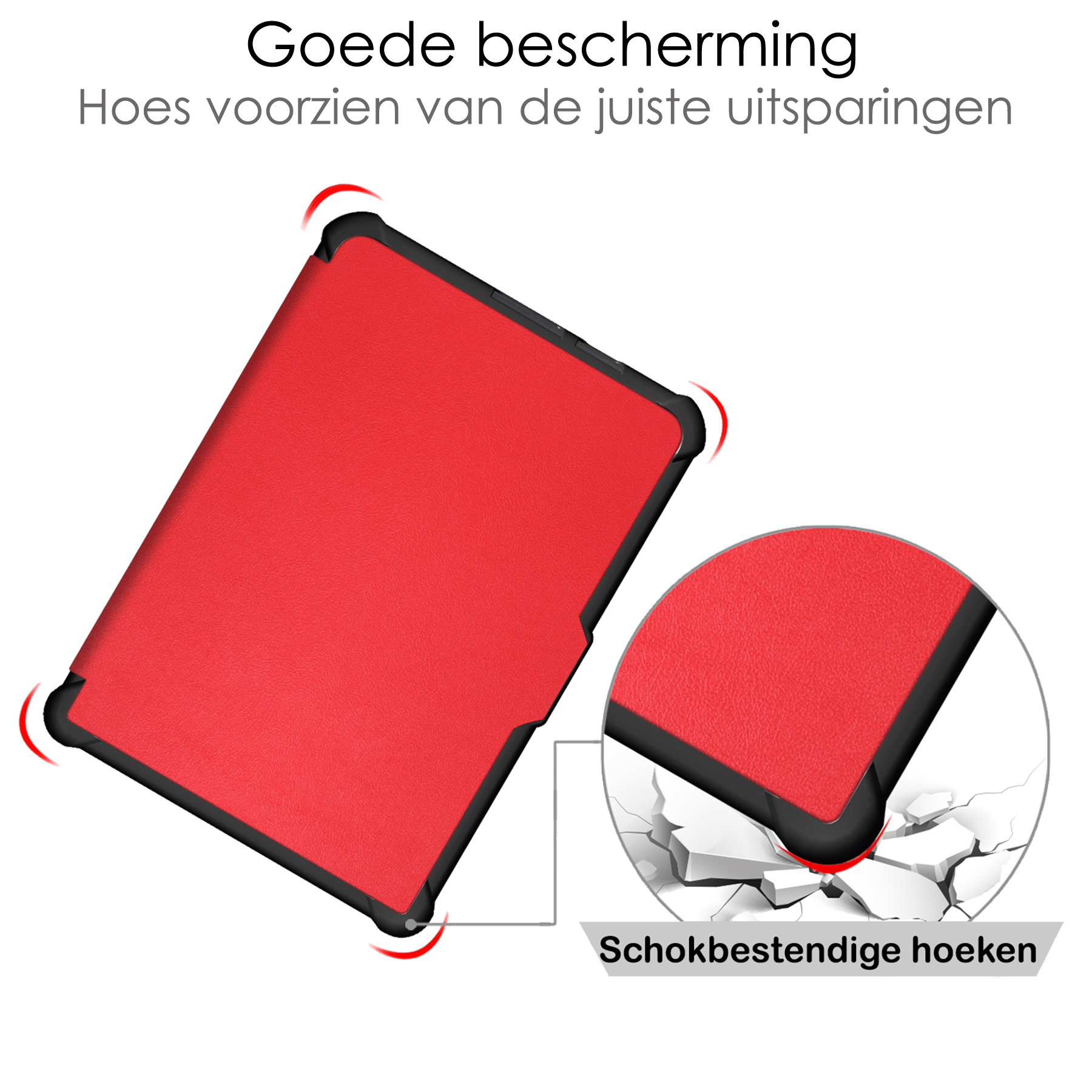 NoXx Hoes Geschikt voor Kobo Clara HD Hoesje Bookcase Cover Book Case Hoes Sleepcover - Rood