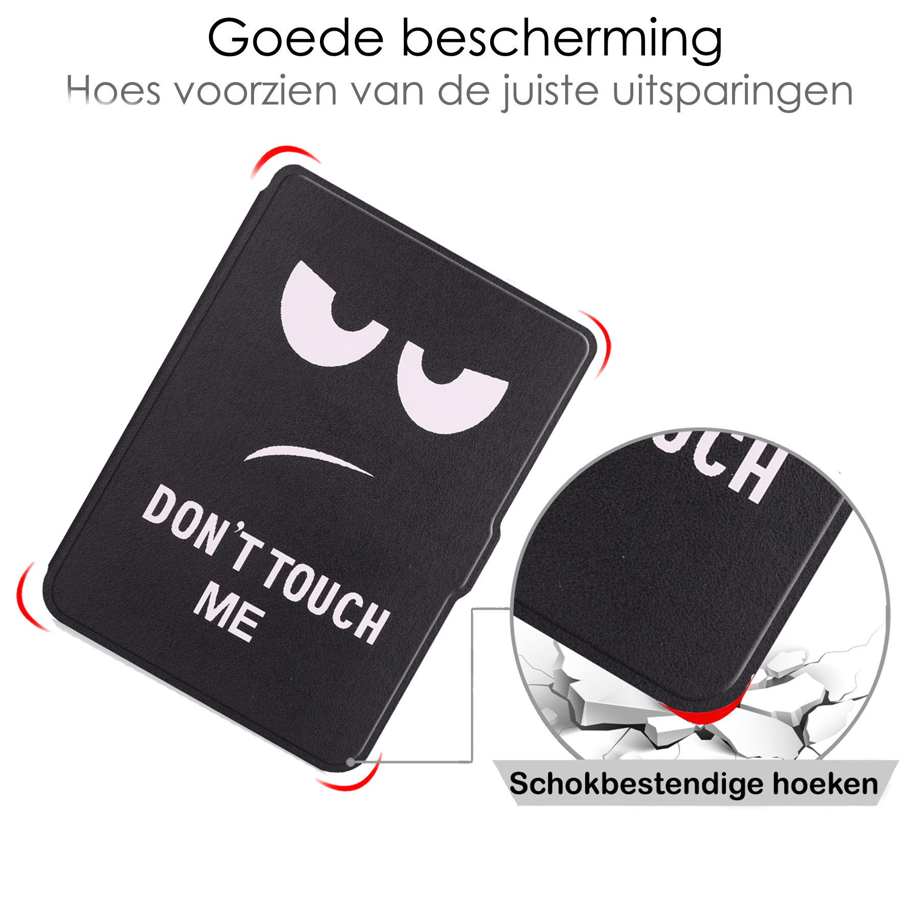 NoXx Hoes Geschikt voor Kobo Clara HD Hoesje Bookcase Cover Book Case Hoes Sleepcover - Don't Touch Me