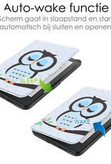 NoXx Hoes Geschikt voor Kobo Clara HD Hoesje Bookcase Cover Book Case Hoes Sleepcover - Uil