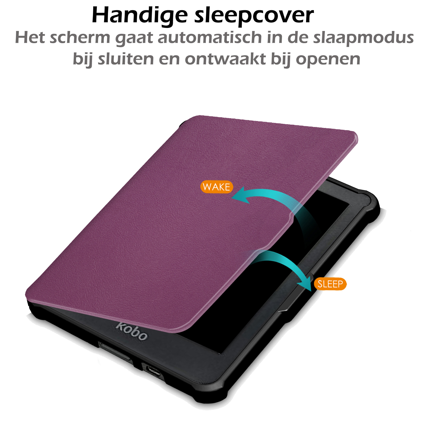 Nomfy Hoesje Geschikt voor Kobo Clara HD Hoes Book Case - Hoes Geschikt voor Kobo Clara HD Hoesje Book Cover - Paars