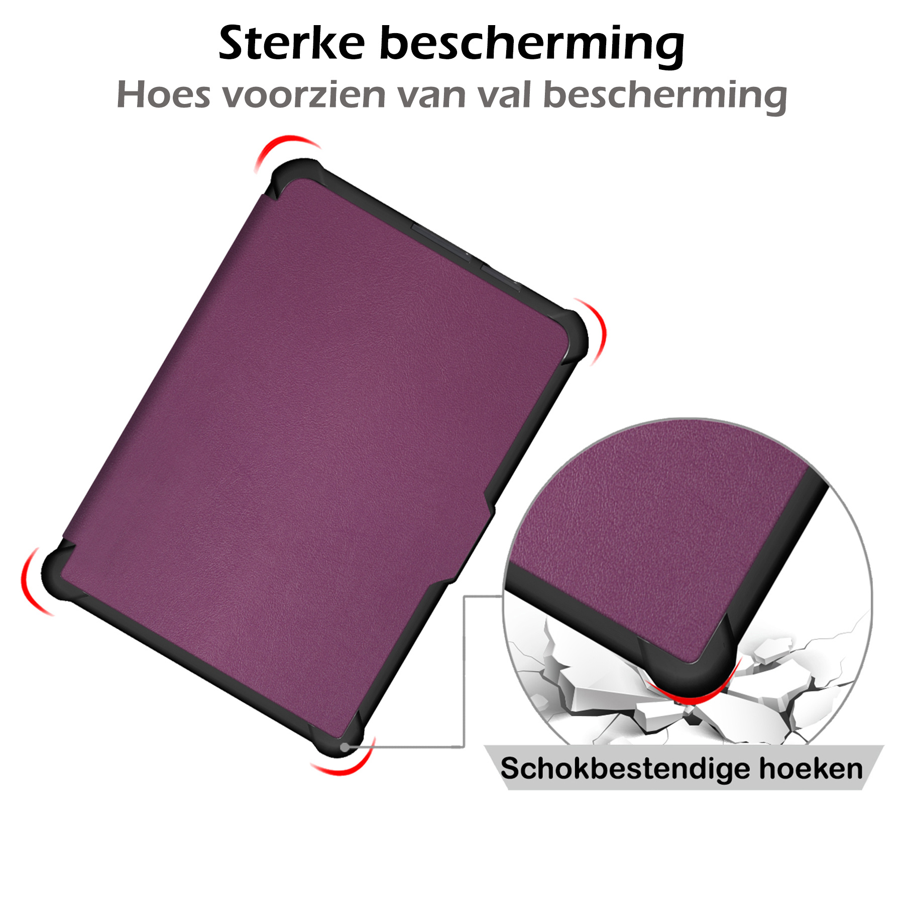 Nomfy Hoesje Geschikt voor Kobo Clara HD Hoes Book Case - Hoes Geschikt voor Kobo Clara HD Hoesje Book Cover - Paars