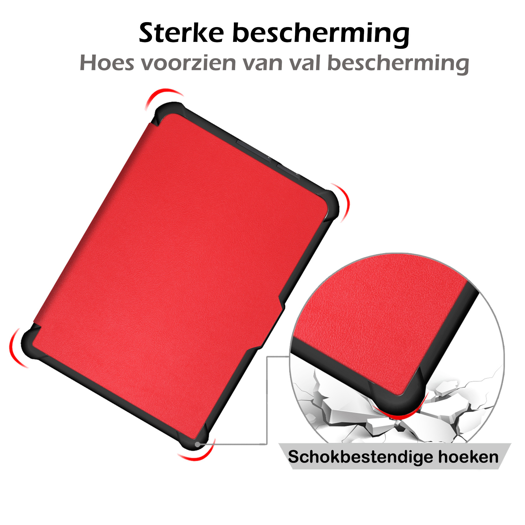Nomfy Hoesje Geschikt voor Kobo Clara HD Hoes Book Case - Hoes Geschikt voor Kobo Clara HD Hoesje Book Cover - Rood