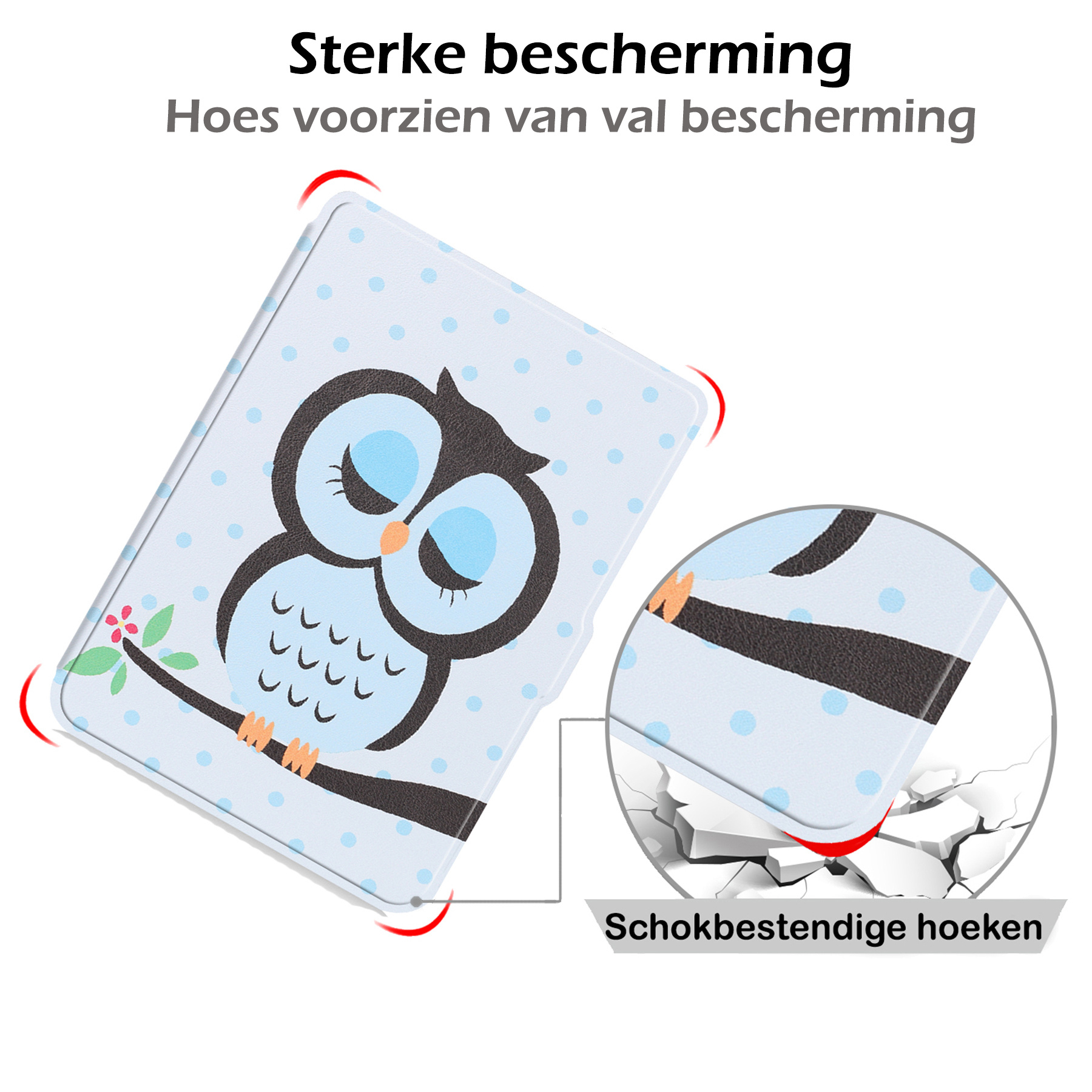 Nomfy Hoesje Geschikt voor Kobo Clara HD Hoes Book Case - Hoes Geschikt voor Kobo Clara HD Hoesje Book Cover - Uil