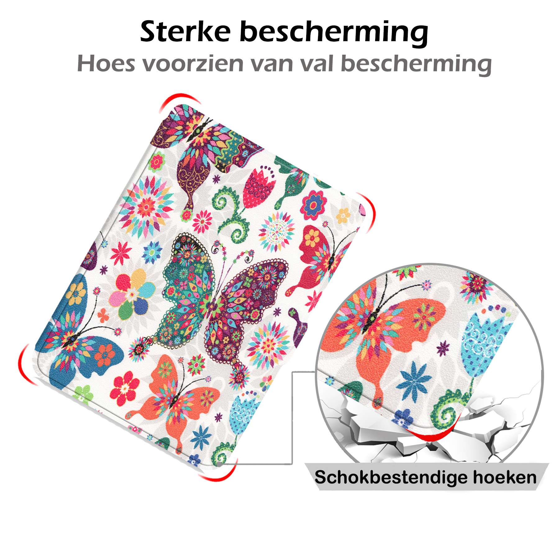 Nomfy Hoesje Geschikt voor Kobo Clara HD Hoes Book Case - Hoes Geschikt voor Kobo Clara HD Hoesje Book Cover - Vlinders