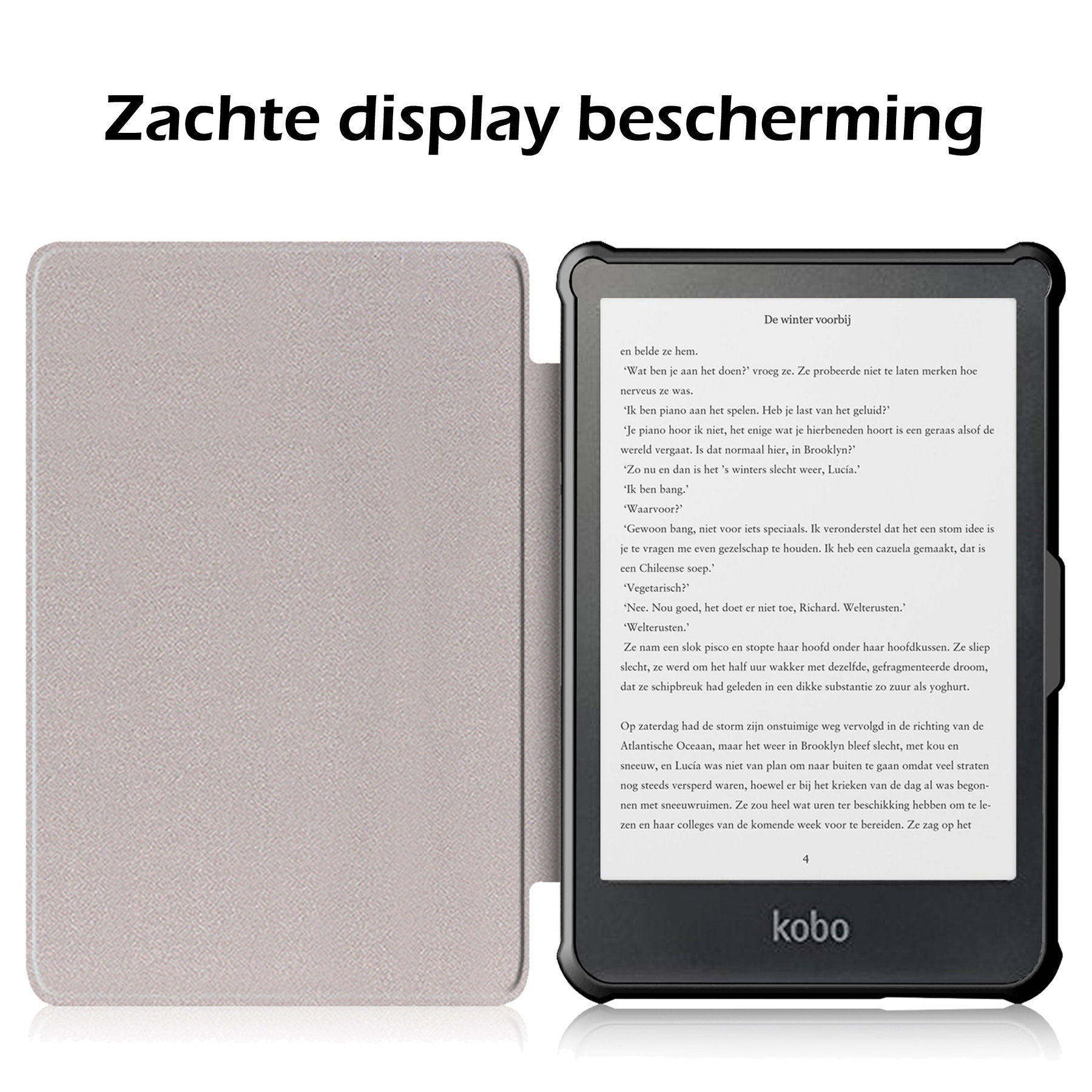 Nomfy Hoesje Geschikt voor Kobo Clara HD Hoes Book Case - Hoes Geschikt voor Kobo Clara HD Hoesje Book Cover - Wit
