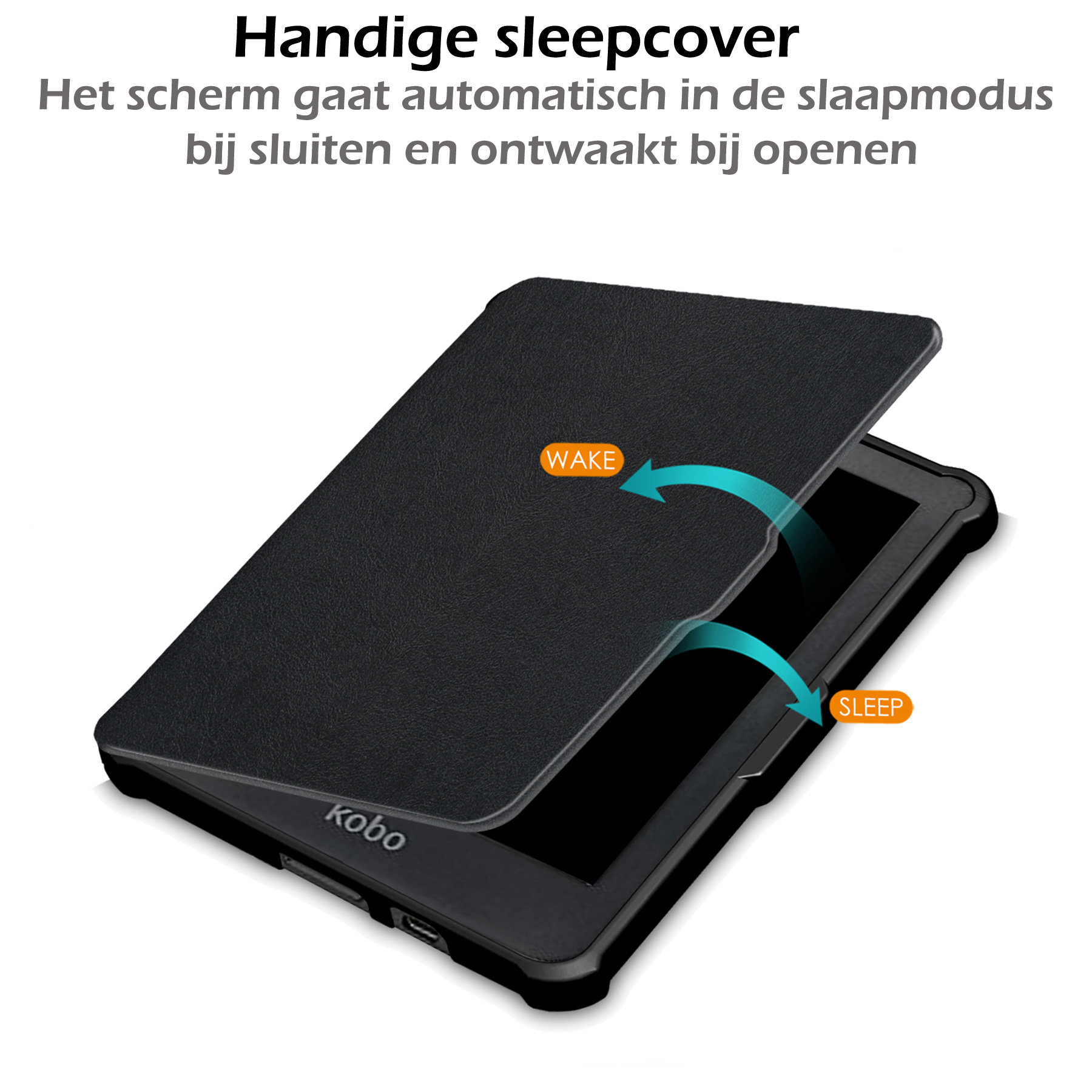 Nomfy Hoesje Geschikt voor Kobo Clara HD Hoes Book Case - Hoes Geschikt voor Kobo Clara HD Hoesje Book Cover - Zwart