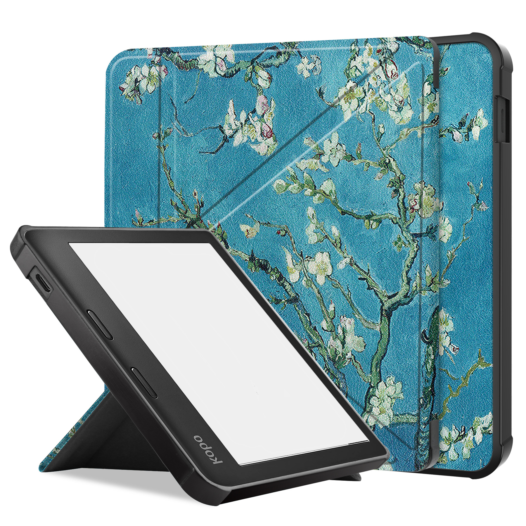 BASEY. Hoes Geschikt voor Kobo Libra 2 Hoesje Bookcase Cover Hoes - Hoesje Geschikt voor Kobo Libra 2 Hoes Cover Case - Bloesem