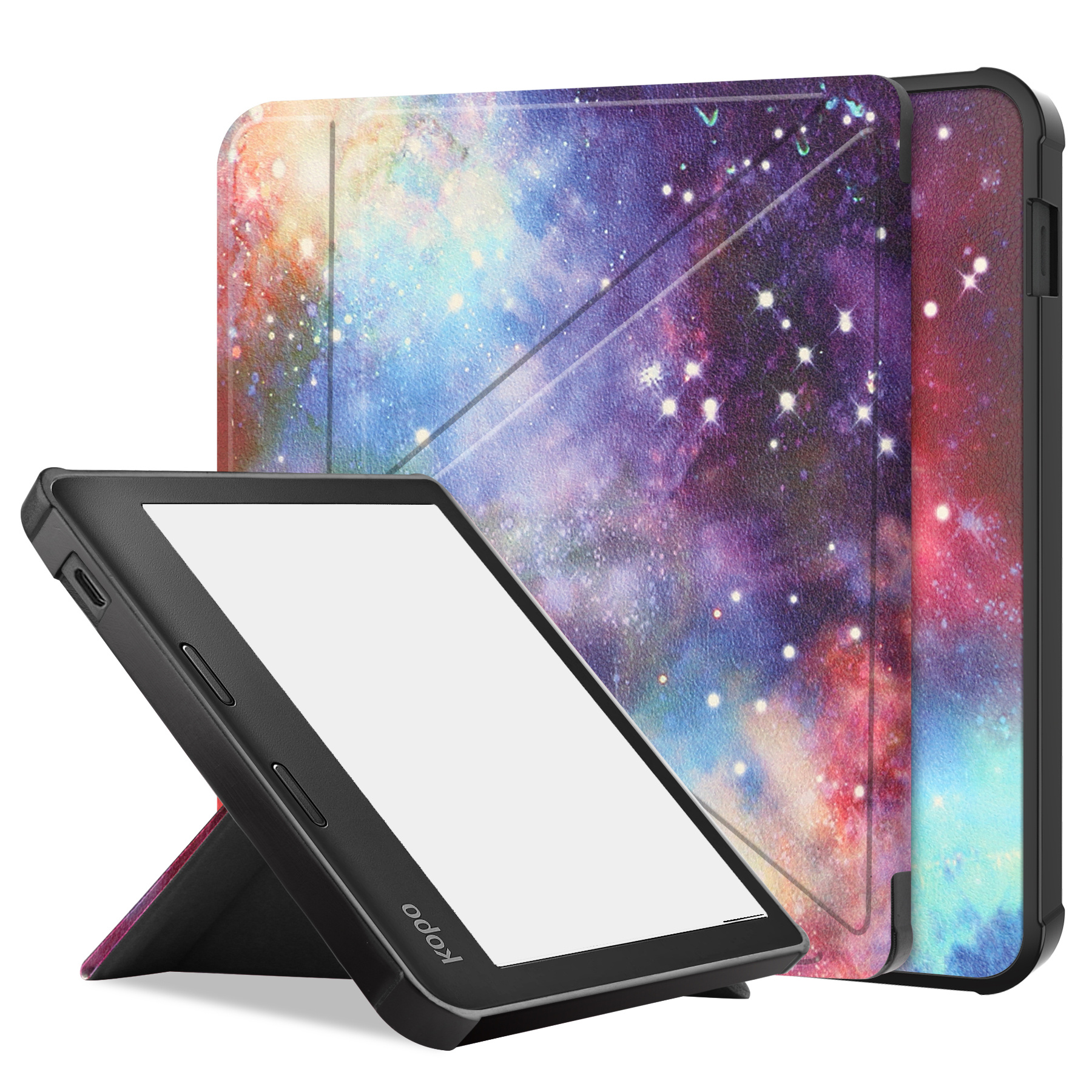 BASEY. Hoes Geschikt voor Kobo Libra 2 Hoesje Bookcase Cover Hoes - Hoesje Geschikt voor Kobo Libra 2 Hoes Cover Case - Galaxy