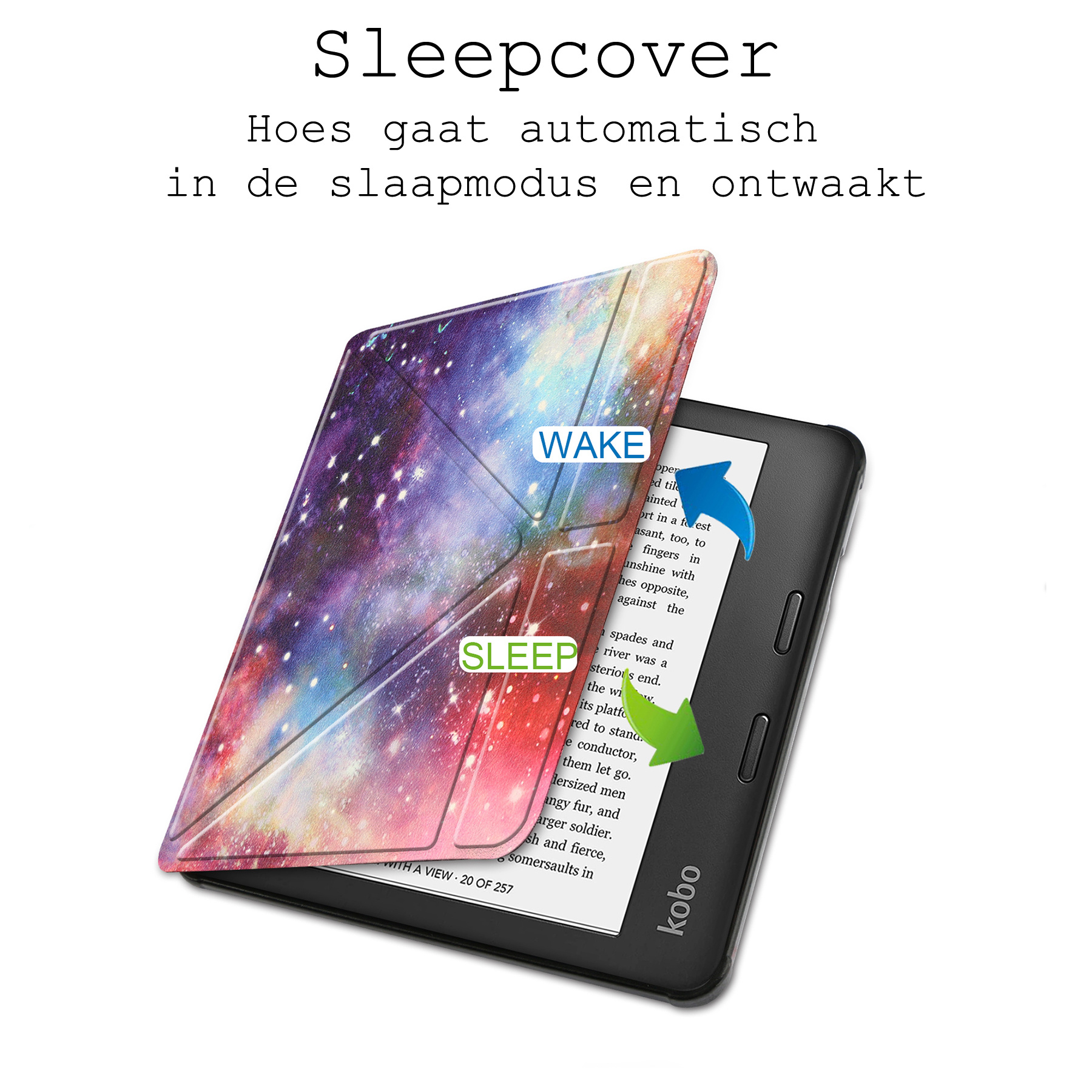 BASEY. Hoes Geschikt voor Kobo Libra 2 Hoesje Bookcase Cover Hoes - Hoesje Geschikt voor Kobo Libra 2 Hoes Cover Case - Galaxy