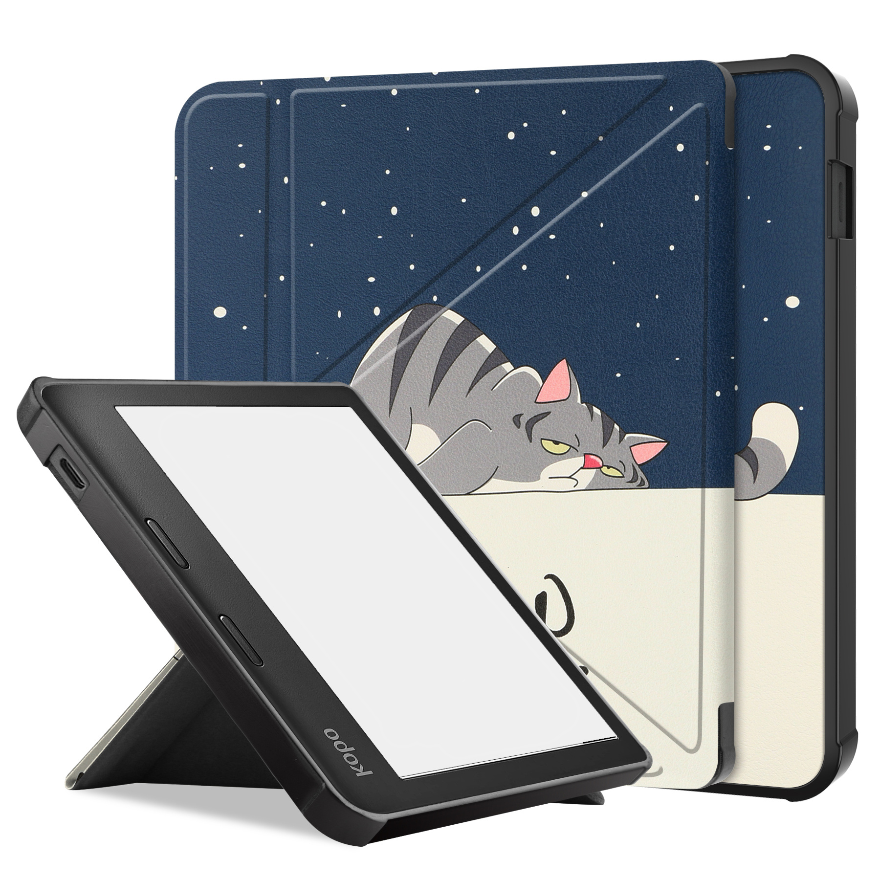 BASEY. Hoes Geschikt voor Kobo Libra 2 Hoesje Bookcase Cover Hoes - Hoesje Geschikt voor Kobo Libra 2 Hoes Cover Case - Kat