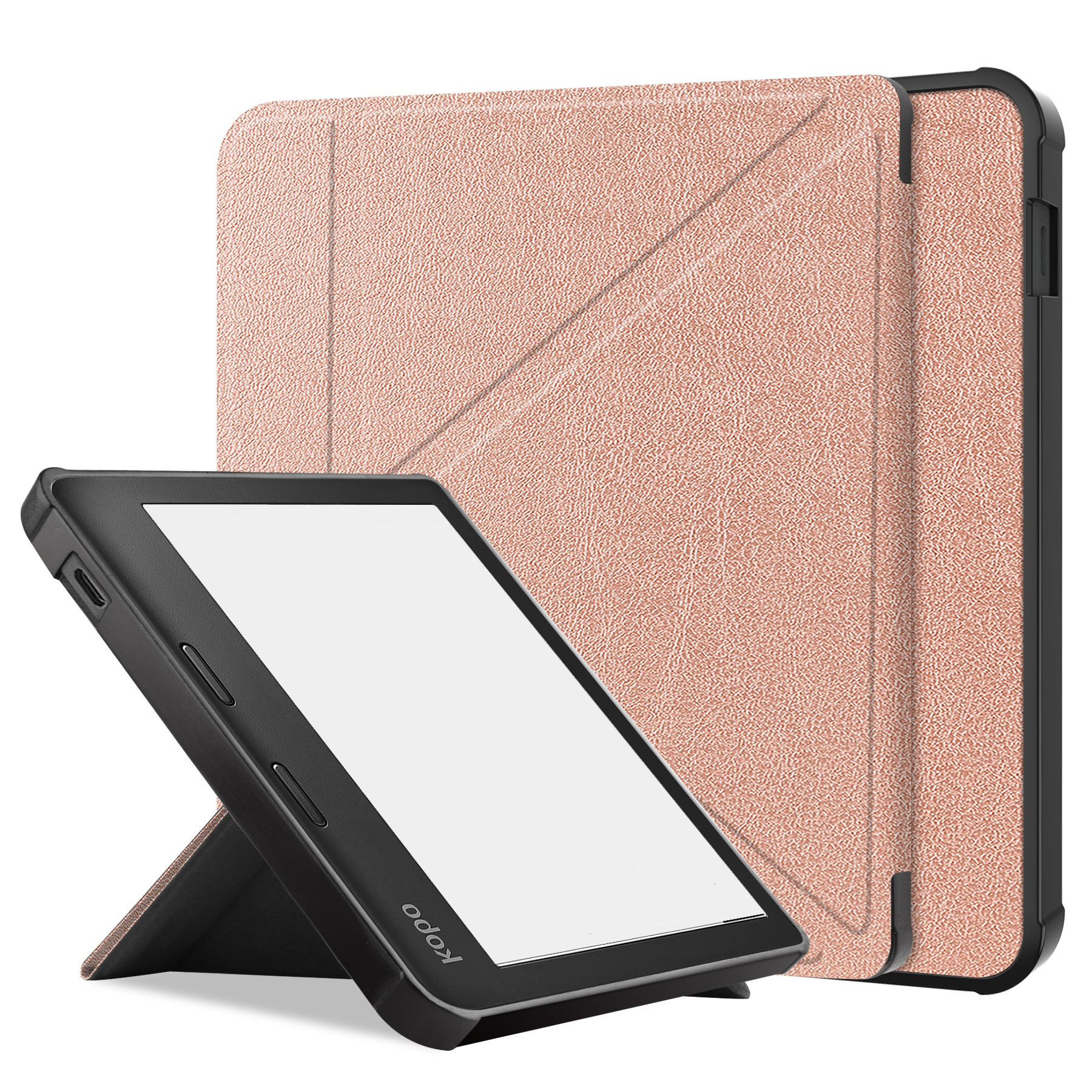 BASEY. Hoes Geschikt voor Kobo Libra 2 Hoesje Bookcase Cover Hoes - Hoesje Geschikt voor Kobo Libra 2 Hoes Cover Case - Rosé Goud