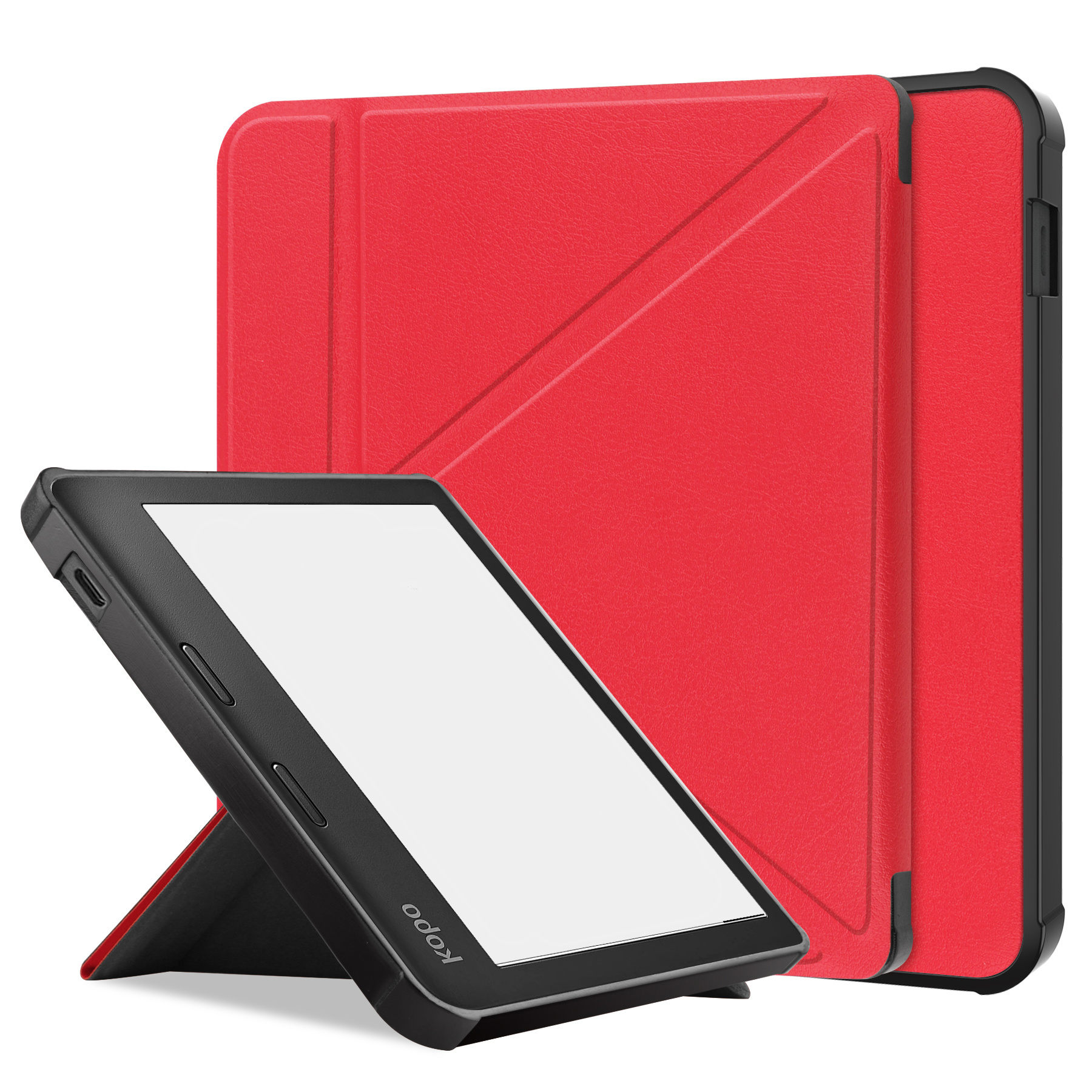 BASEY. Hoes Geschikt voor Kobo Libra 2 Hoesje Bookcase Cover Hoes - Hoesje Geschikt voor Kobo Libra 2 Hoes Cover Case - Rood
