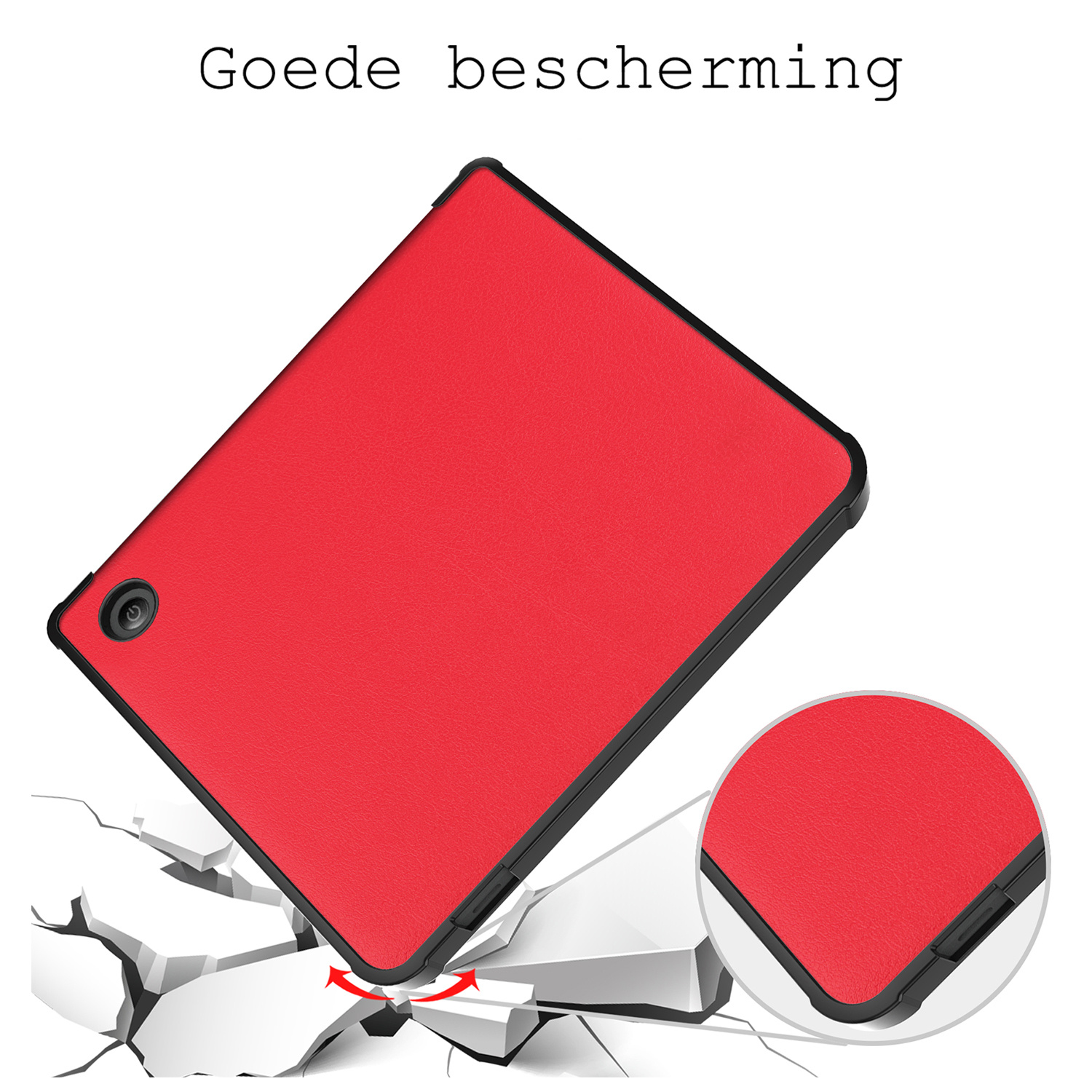 BASEY. Hoes Geschikt voor Kobo Libra 2 Hoesje Bookcase Cover Hoes - Hoesje Geschikt voor Kobo Libra 2 Hoes Cover Case - Rood