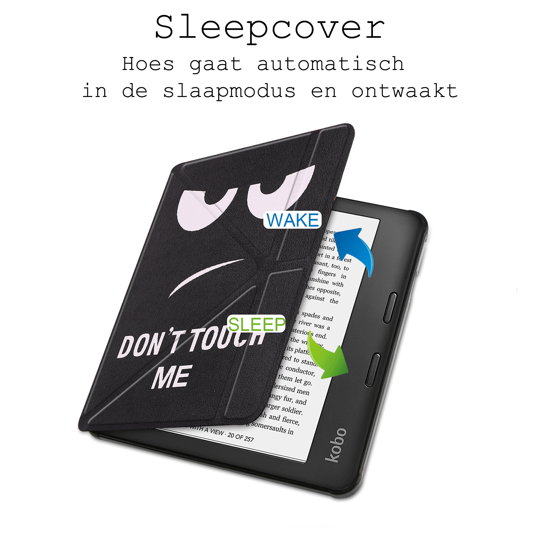 BASEY. Hoes Geschikt voor Kobo Libra 2 Hoesje Bookcase Cover Hoes - Hoesje Geschikt voor Kobo Libra 2 Hoes Cover Case - Don't Touch Me