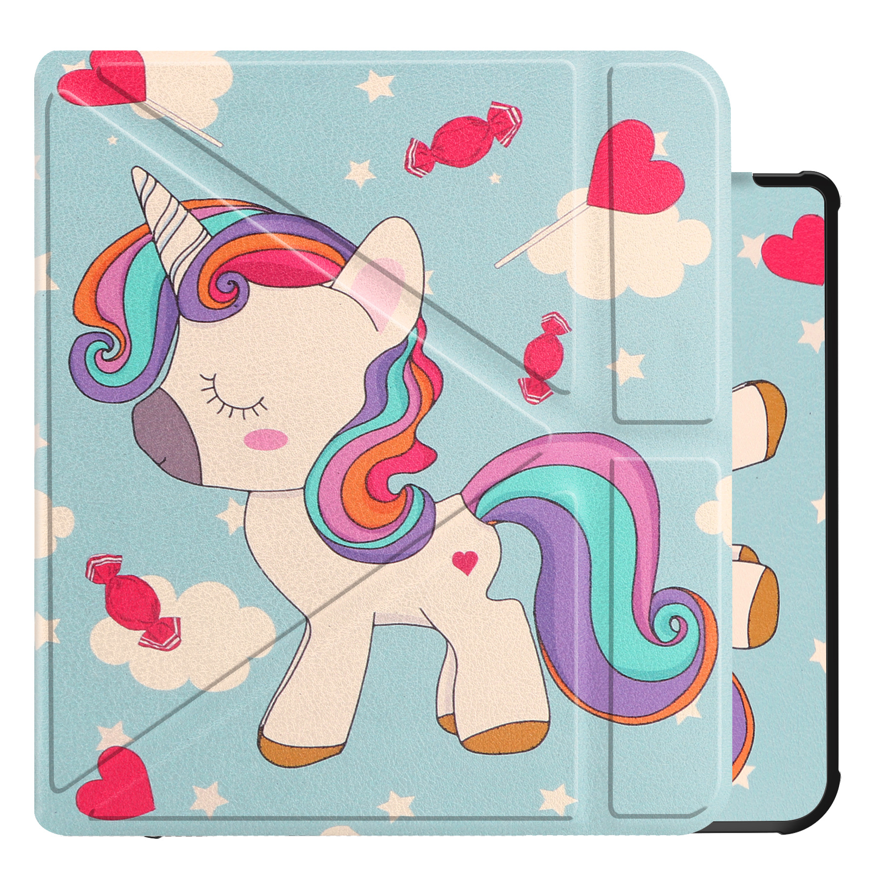 NoXx Hoes Geschikt voor Kobo Libra 2 Hoesje Bookcase Cover Book Case Hoes Sleepcover - Eenhoorn