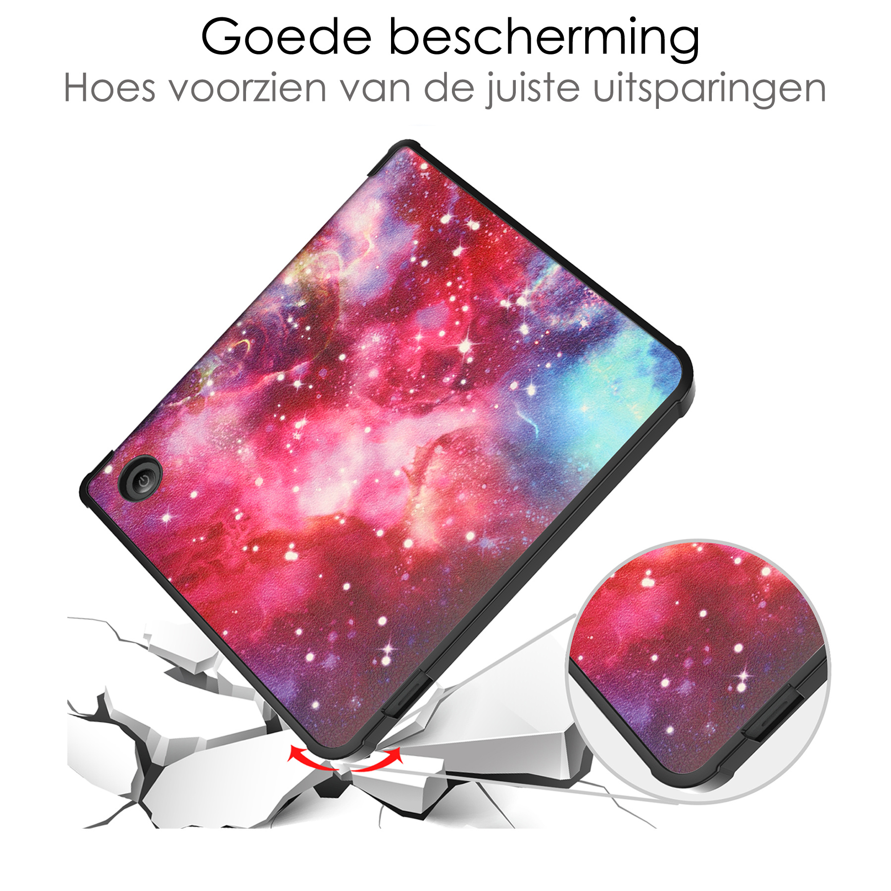 NoXx Hoes Geschikt voor Kobo Libra 2 Hoesje Bookcase Cover Book Case Hoes Sleepcover - Galaxy