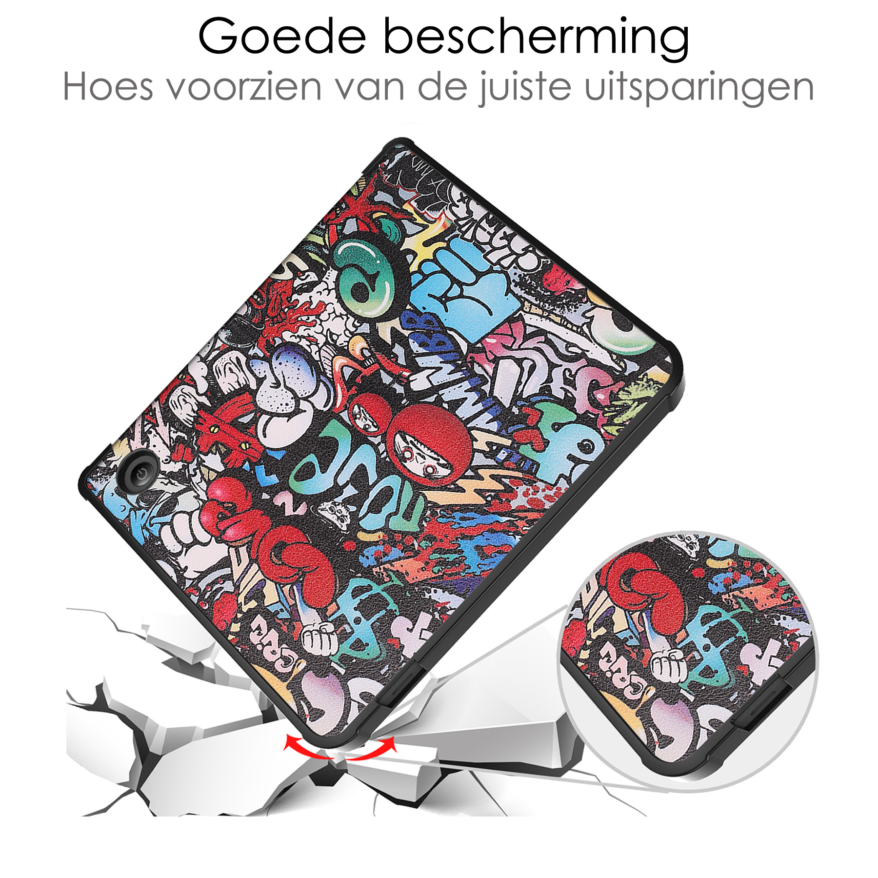 NoXx Hoes Geschikt voor Kobo Libra 2 Hoesje Bookcase Cover Book Case Hoes Sleepcover - Graffity