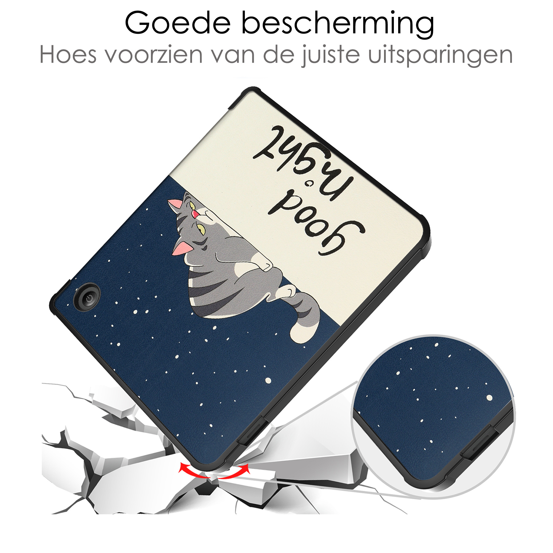 NoXx Hoes Geschikt voor Kobo Libra 2 Hoesje Bookcase Cover Book Case Hoes Sleepcover - Kat