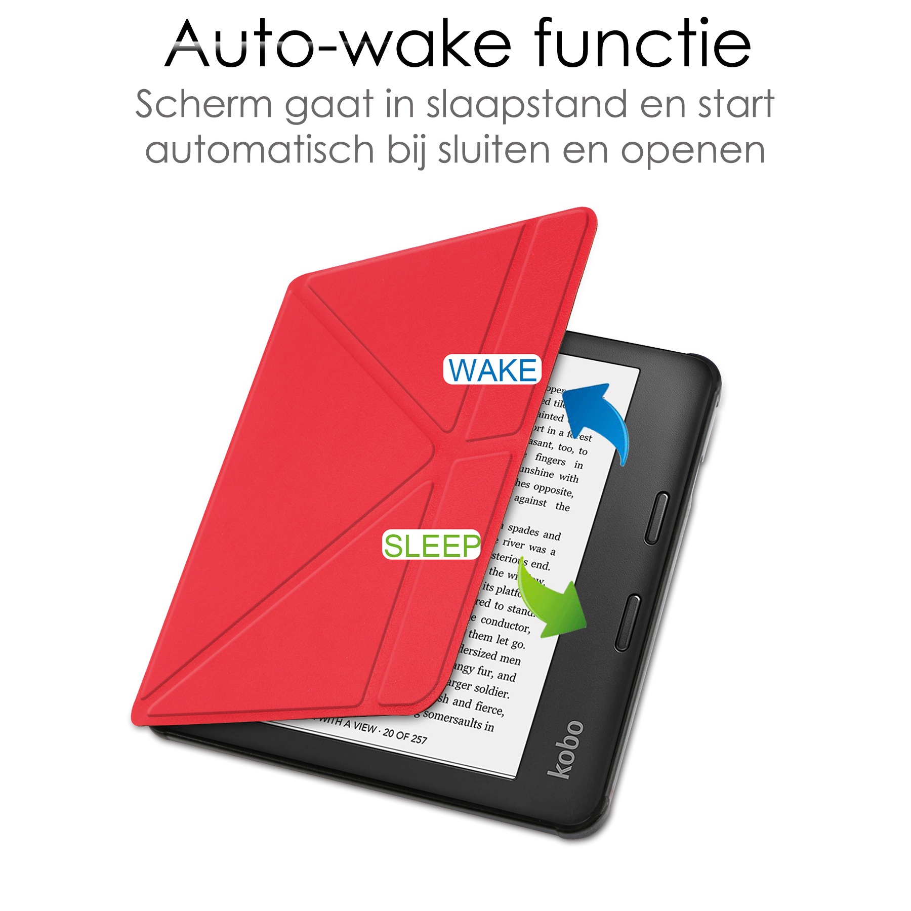 NoXx Hoes Geschikt voor Kobo Libra 2 Hoesje Bookcase Cover Book Case Hoes Sleepcover - Rood