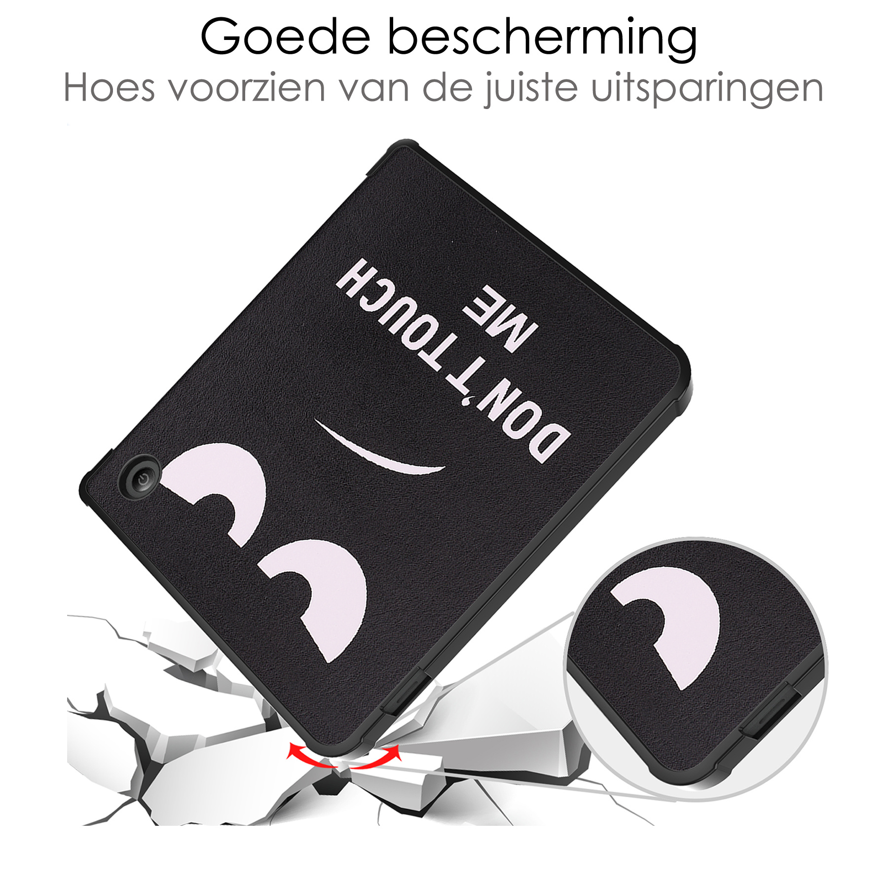 NoXx Hoes Geschikt voor Kobo Libra 2 Hoesje Bookcase Cover Book Case Hoes Sleepcover - Don't Touch Me