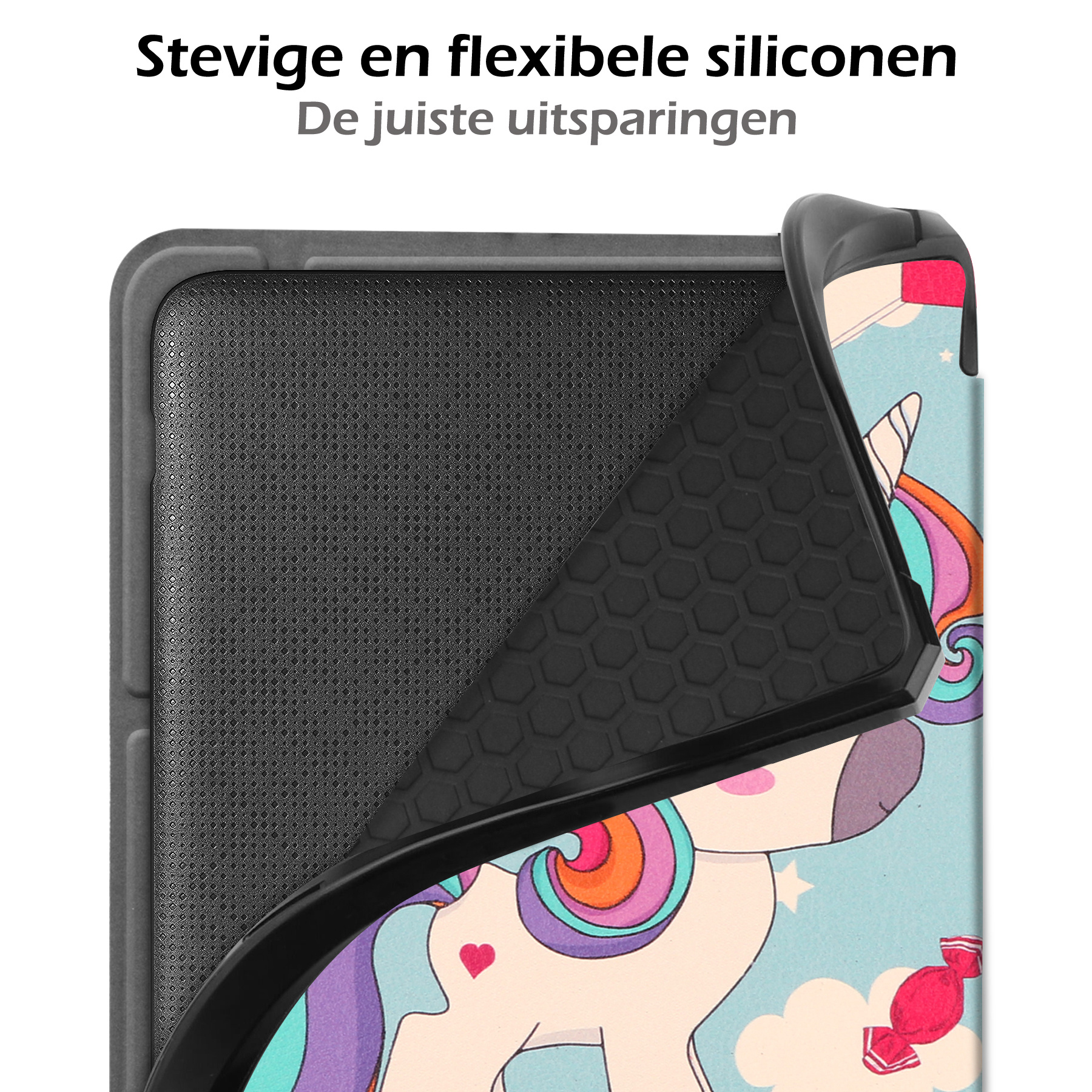 Nomfy Hoesje Geschikt voor Kobo Libra 2 Hoes Book Case - Hoes Geschikt voor Kobo Libra 2 Hoesje Book Cover - Eenhoorn
