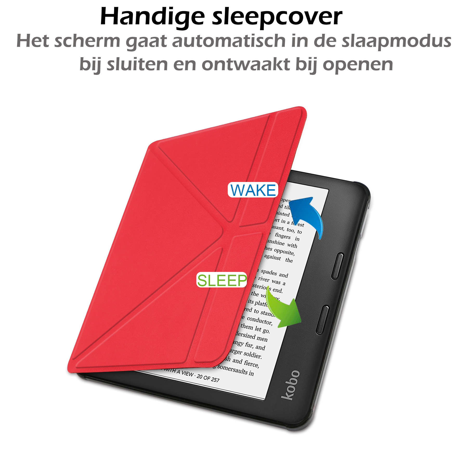 Nomfy Hoesje Geschikt voor Kobo Libra 2 Hoes Book Case - Hoes Geschikt voor Kobo Libra 2 Hoesje Book Cover - Rood