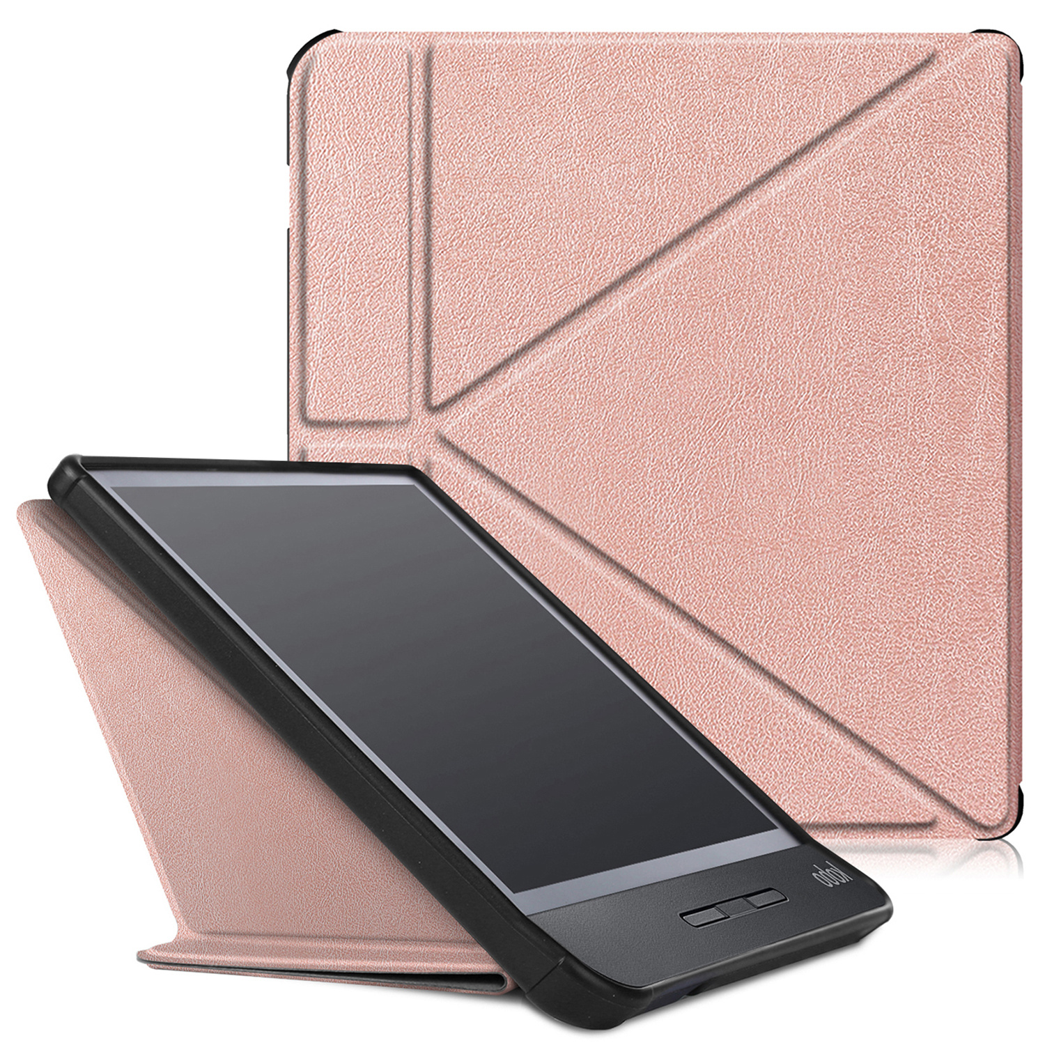 BASEY. Hoes Geschikt voor Kobo Libra H2O Hoesje Bookcase Cover Hoes - Hoesje Geschikt voor Kobo Libra H2O Hoes Cover Case - Rosé Goud