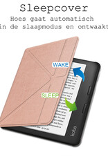 BASEY. Hoes Geschikt voor Kobo Libra H2O Hoesje Bookcase Cover Hoes - Hoesje Geschikt voor Kobo Libra H2O Hoes Cover Case - Rosé Goud