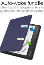 NoXx Hoes Geschikt voor Kobo Libra H2O Hoesje Bookcase Cover Book Case Hoes Sleepcover - Donkerblauw
