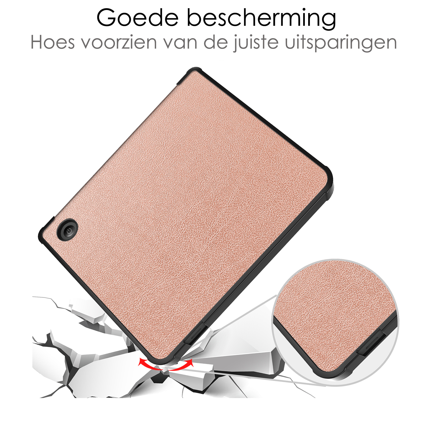 NoXx Hoes Geschikt voor Kobo Libra H2O Hoesje Bookcase Cover Book Case Hoes Sleepcover - Rosé Goud