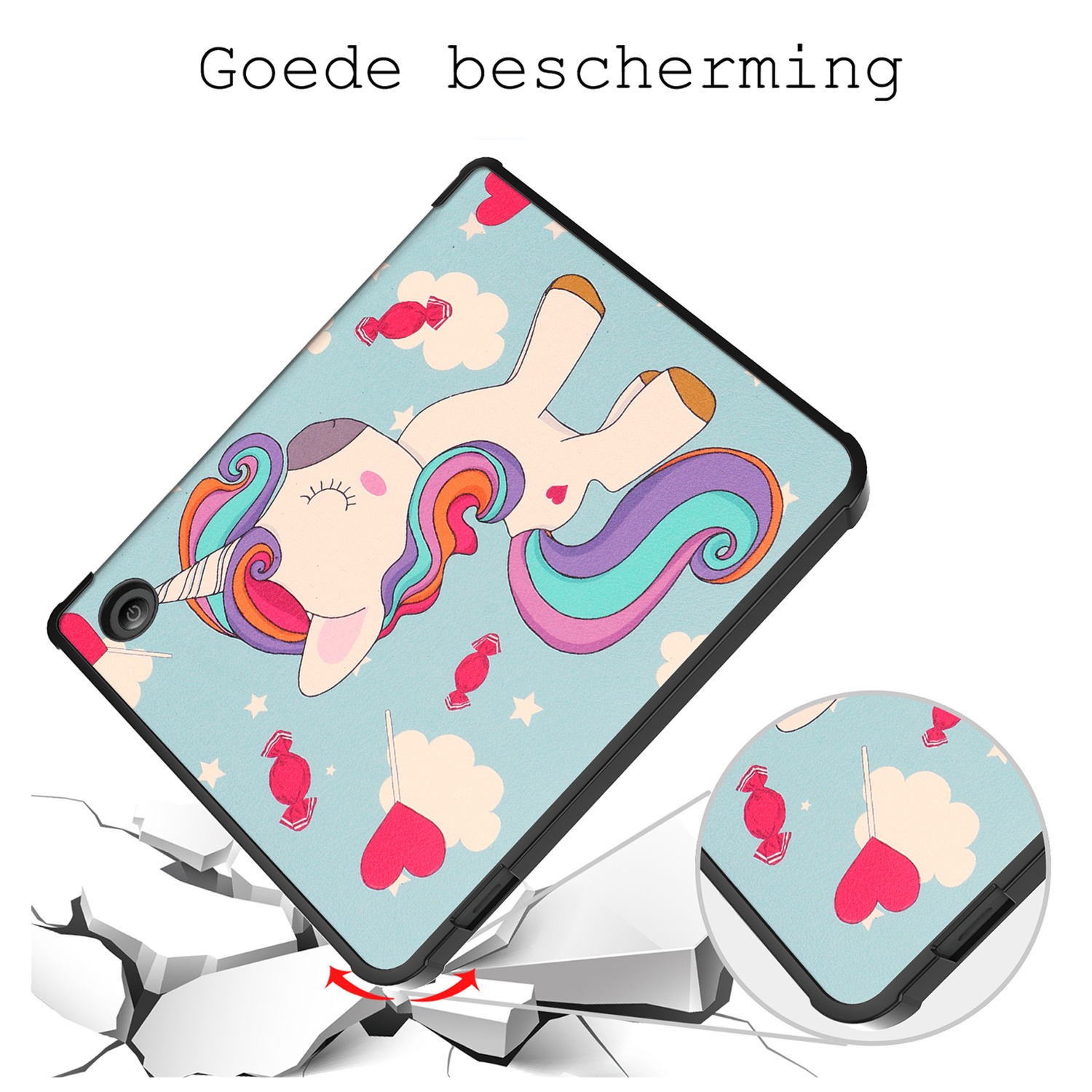 BASEY. Hoes Geschikt voor Kobo Sage Hoesje Bookcase Cover Hoes - Hoesje Geschikt voor Kobo Sage Hoes Cover Case - Eenhoorn