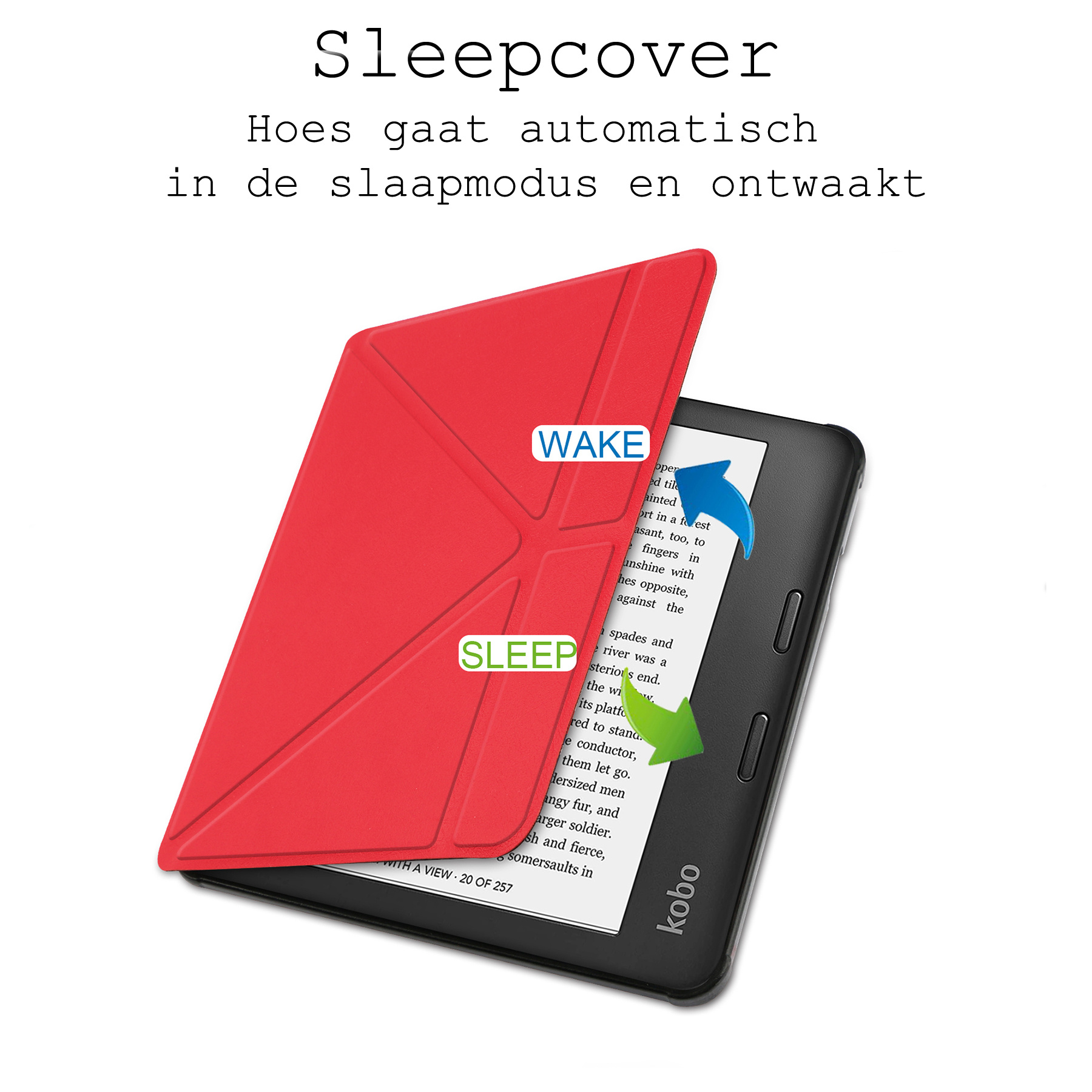 BASEY. Hoes Geschikt voor Kobo Sage Hoesje Bookcase Cover Hoes - Hoesje Geschikt voor Kobo Sage Hoes Cover Case - Rood