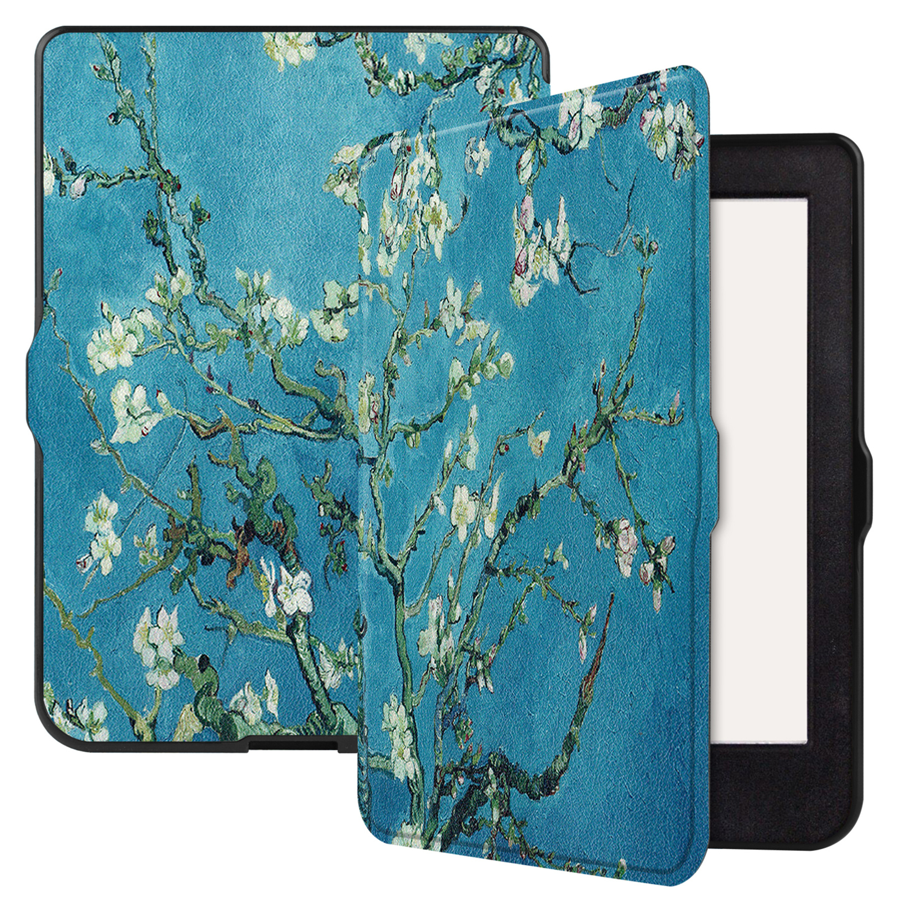 BASEY. Hoes Geschikt voor Kobo Nia Hoesje Bookcase Cover Hoes - Hoesje Geschikt voor Kobo Nia Hoes Cover Case - Bloesem