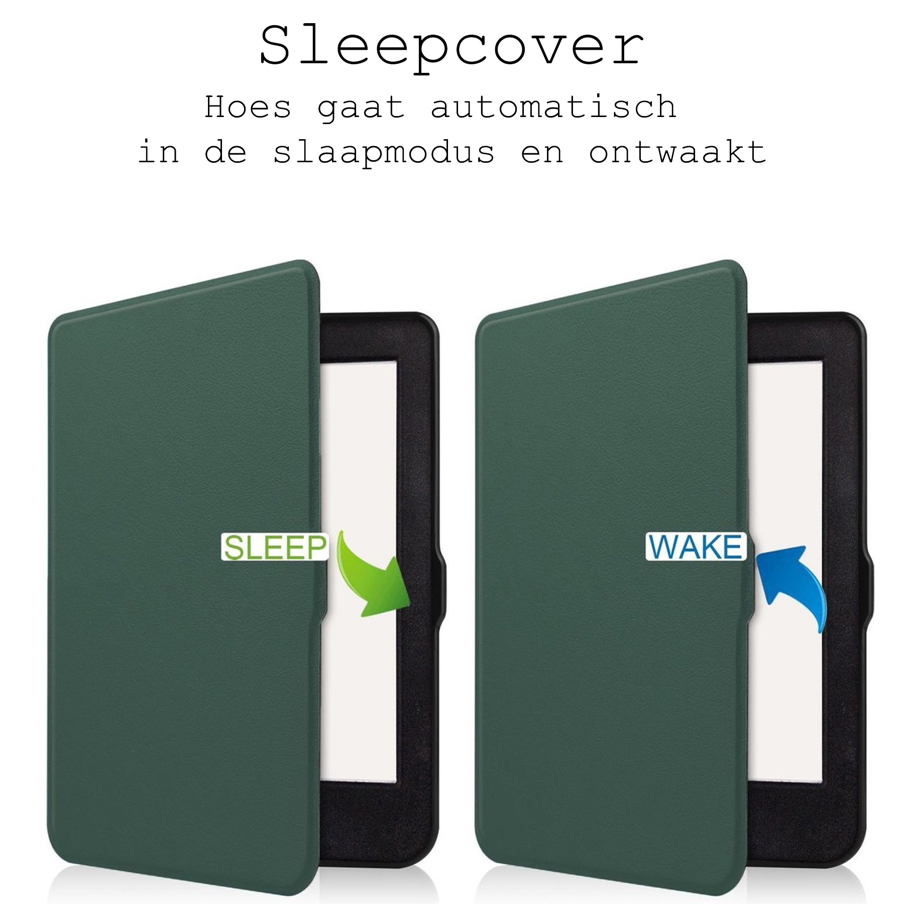 BASEY. Hoes Geschikt voor Kobo Nia Hoesje Bookcase Cover Hoes - Hoesje Geschikt voor Kobo Nia Hoes Cover Case - Donkergroen
