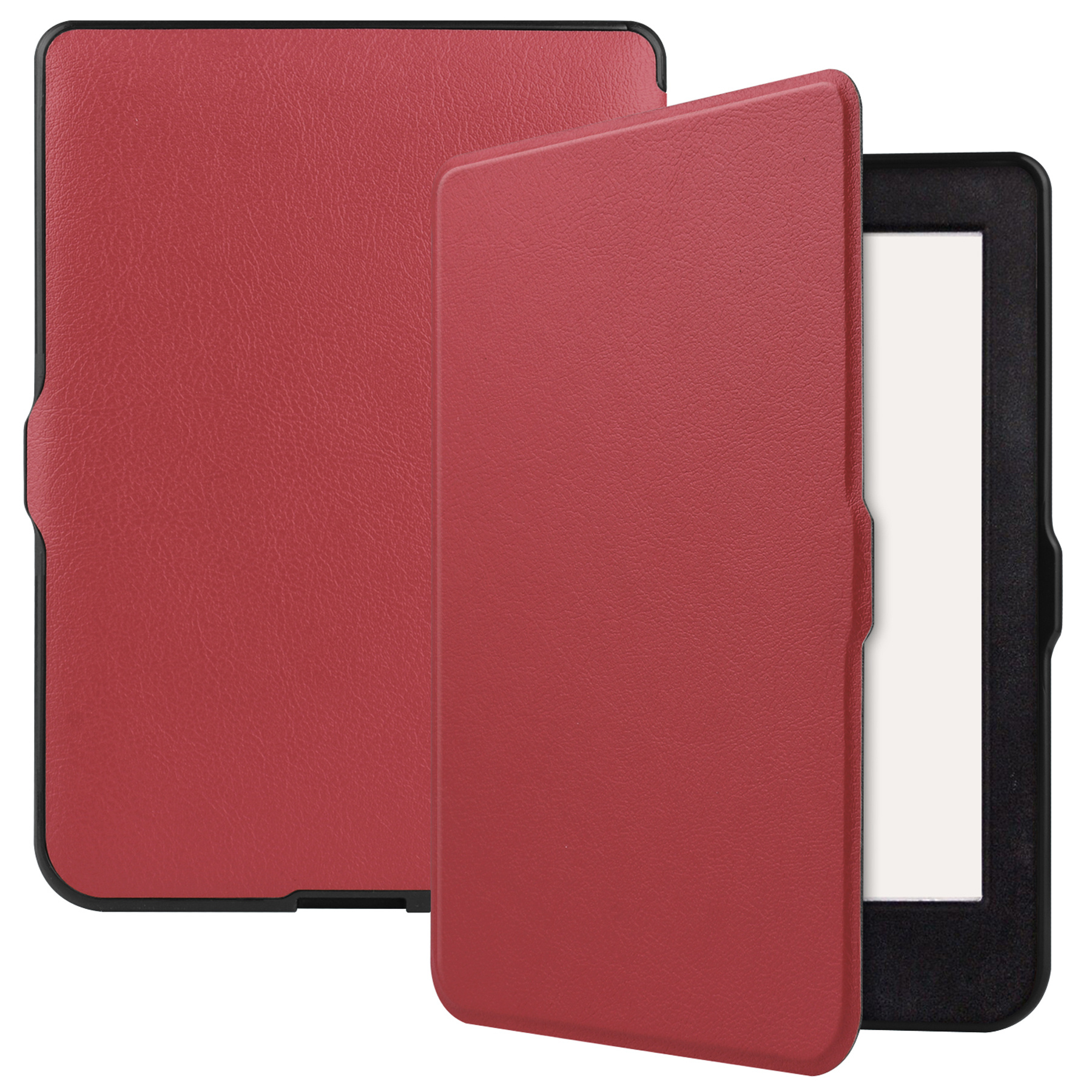 BASEY. Hoes Geschikt voor Kobo Nia Hoesje Bookcase Cover Hoes - Hoesje Geschikt voor Kobo Nia Hoes Cover Case - Donkerrood