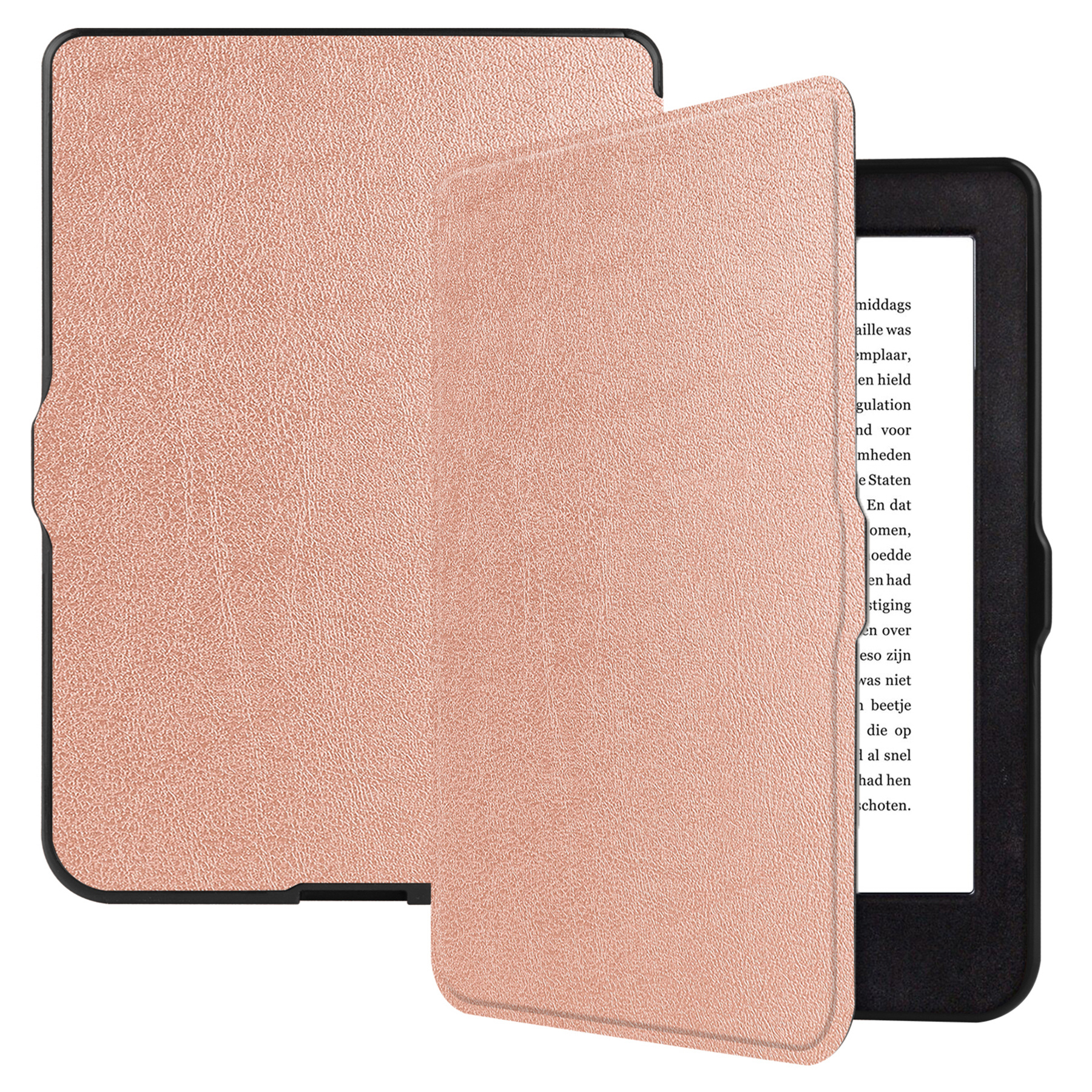 BASEY. Hoes Geschikt voor Kobo Nia Hoesje Bookcase Cover Hoes - Hoesje Geschikt voor Kobo Nia Hoes Cover Case - Rosé Goud