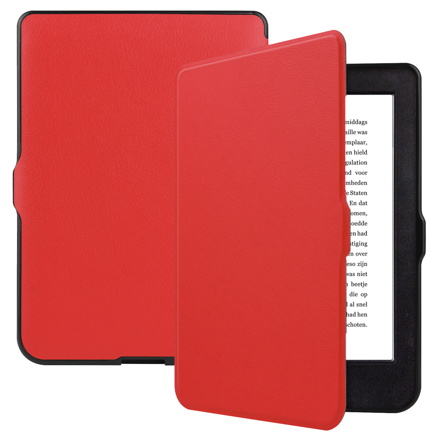 BASEY. Hoes Geschikt voor Kobo Nia Hoesje Bookcase Cover Hoes - Hoesje Geschikt voor Kobo Nia Hoes Cover Case - Rood
