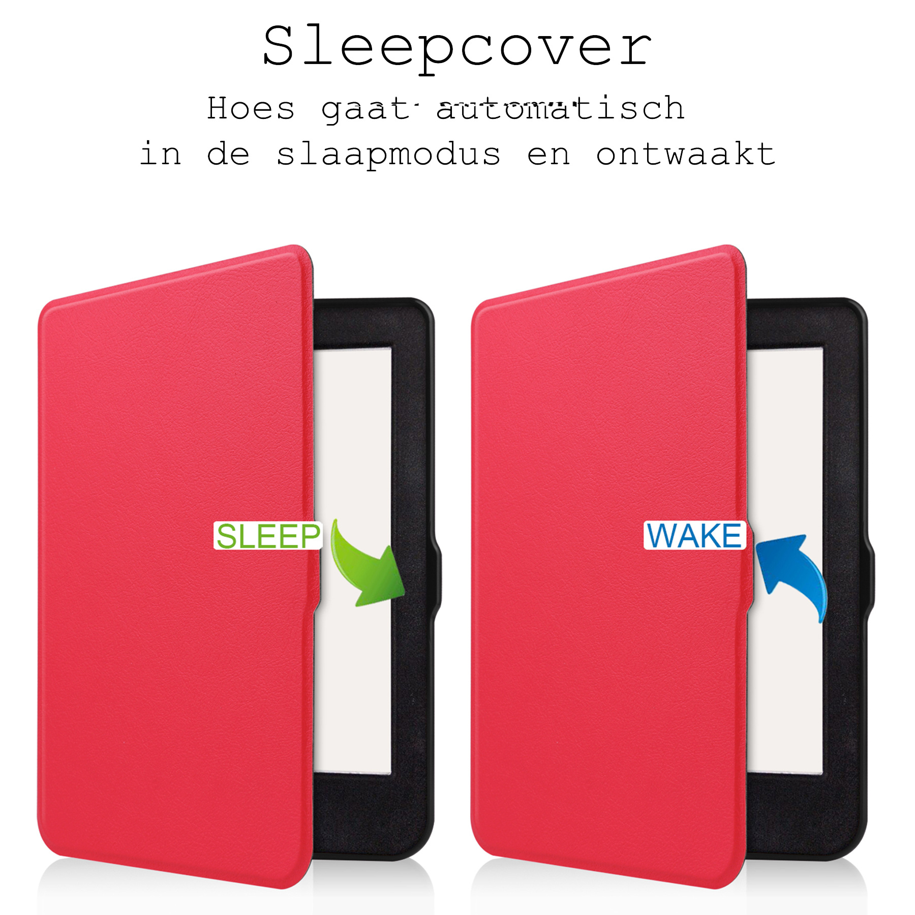 BASEY. Hoes Geschikt voor Kobo Nia Hoesje Bookcase Cover Hoes - Hoesje Geschikt voor Kobo Nia Hoes Cover Case - Rood