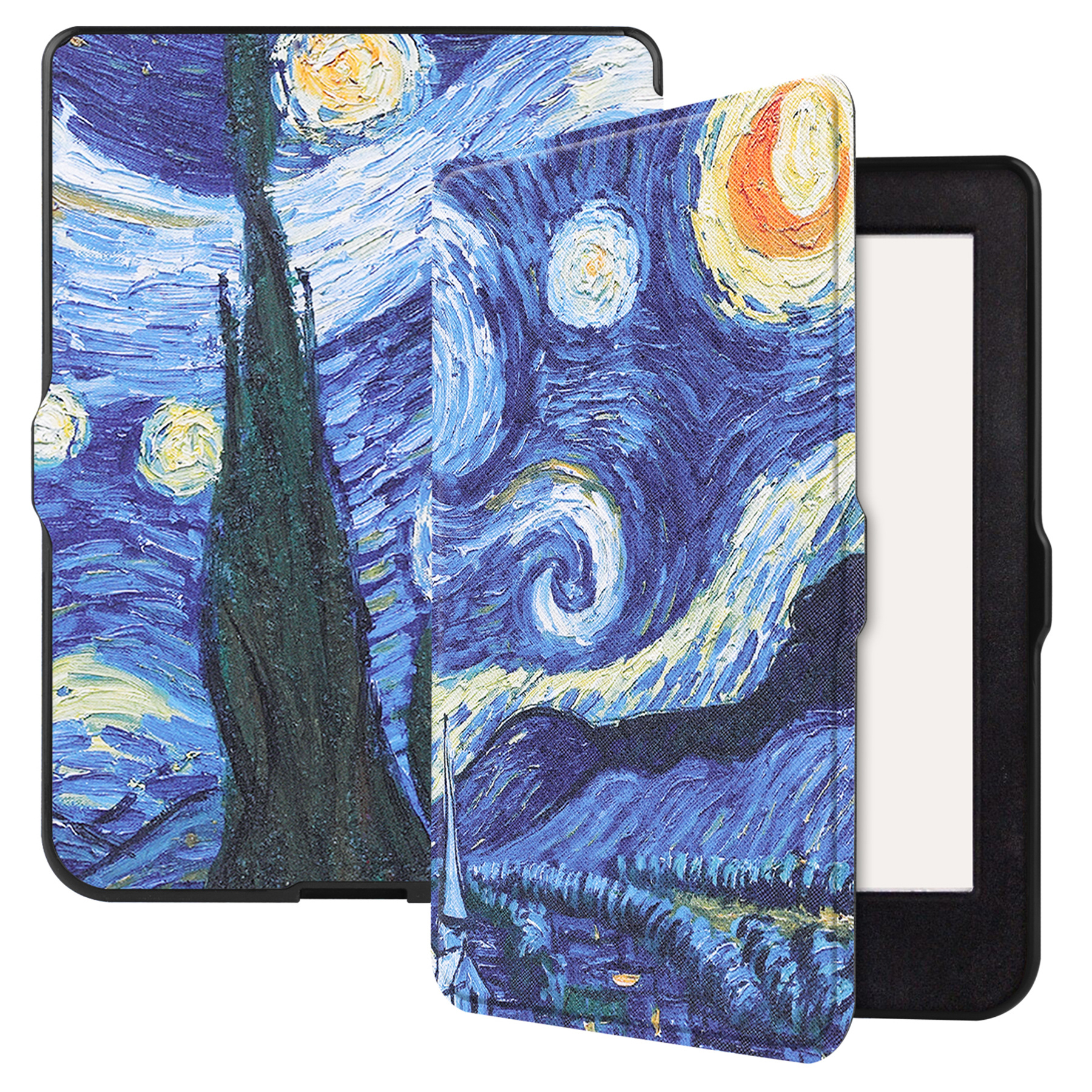 BASEY. Hoes Geschikt voor Kobo Nia Hoesje Bookcase Cover Hoes - Hoesje Geschikt voor Kobo Nia Hoes Cover Case - Sterrenhemel