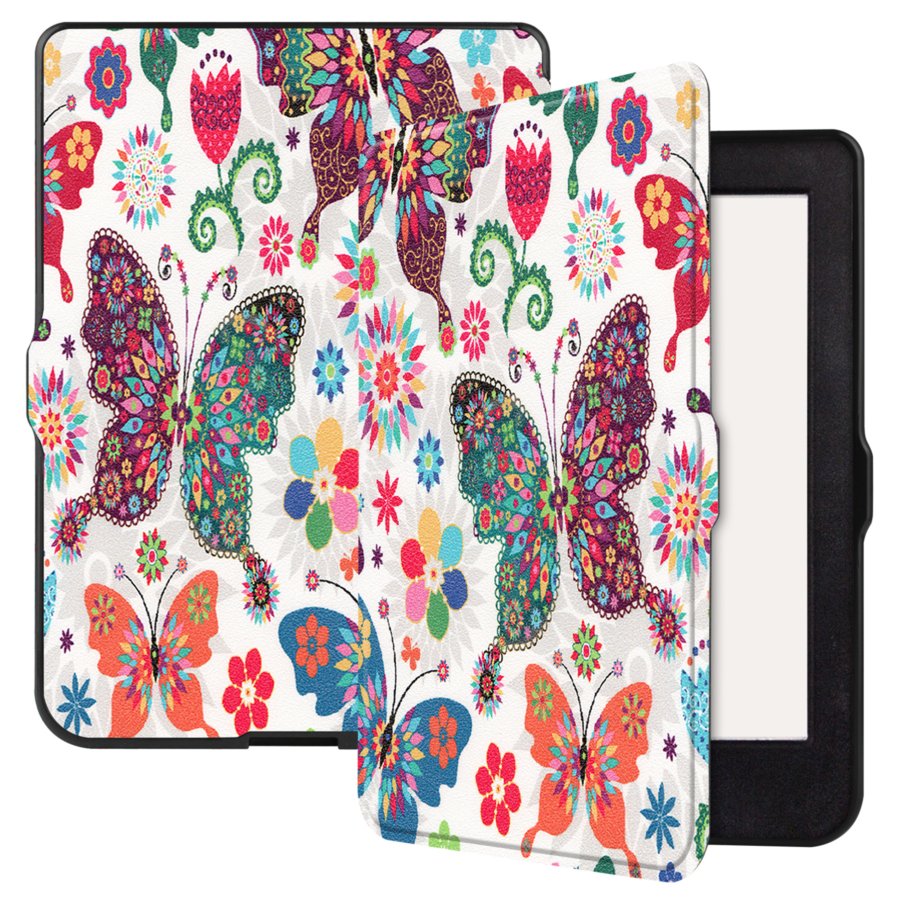 BASEY. Hoes Geschikt voor Kobo Nia Hoesje Bookcase Cover Hoes - Hoesje Geschikt voor Kobo Nia Hoes Cover Case - Vlinders