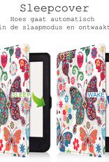 BASEY. Hoes Geschikt voor Kobo Nia Hoesje Bookcase Cover Hoes - Hoesje Geschikt voor Kobo Nia Hoes Cover Case - Vlinders