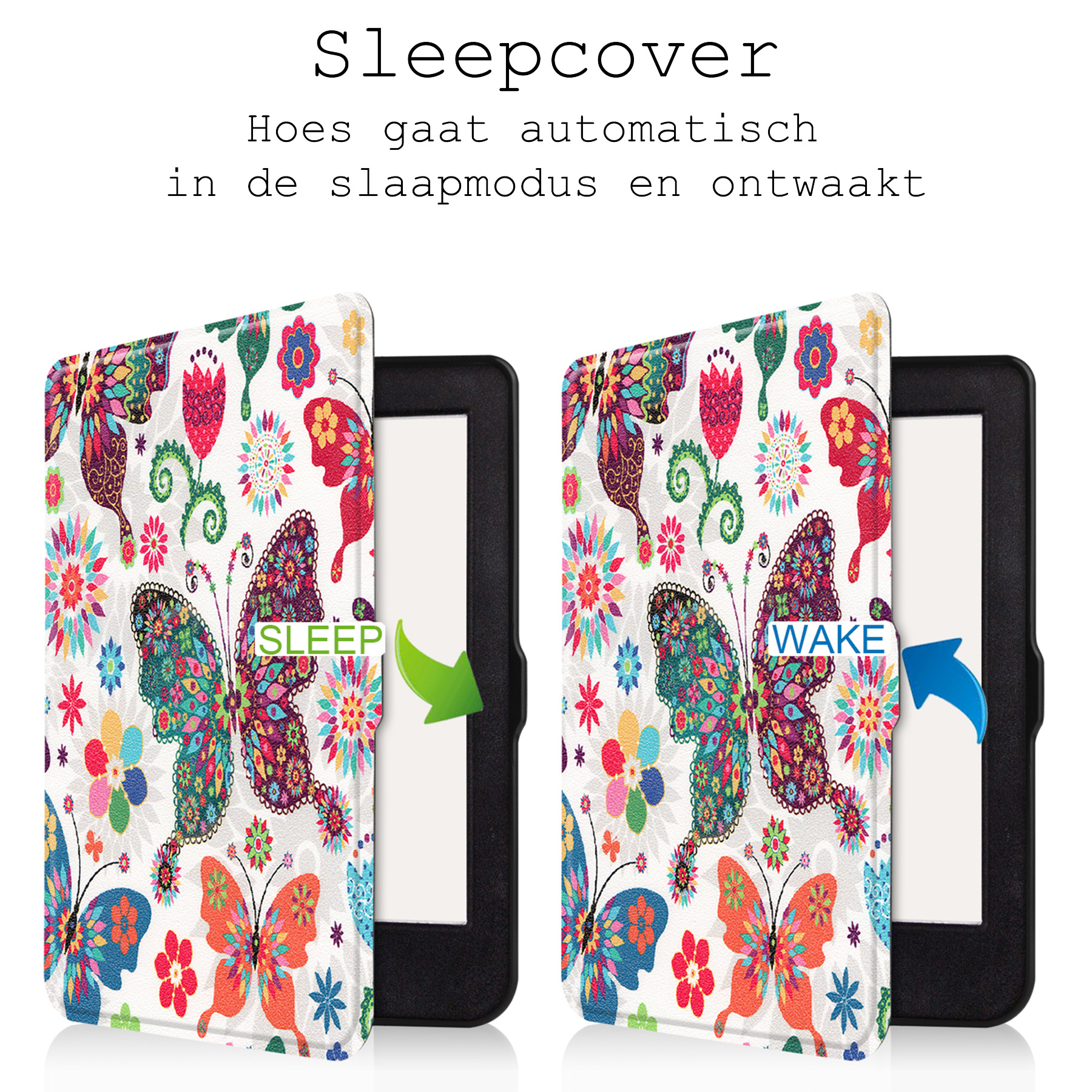 BASEY. Hoes Geschikt voor Kobo Nia Hoesje Bookcase Cover Hoes - Hoesje Geschikt voor Kobo Nia Hoes Cover Case - Vlinders