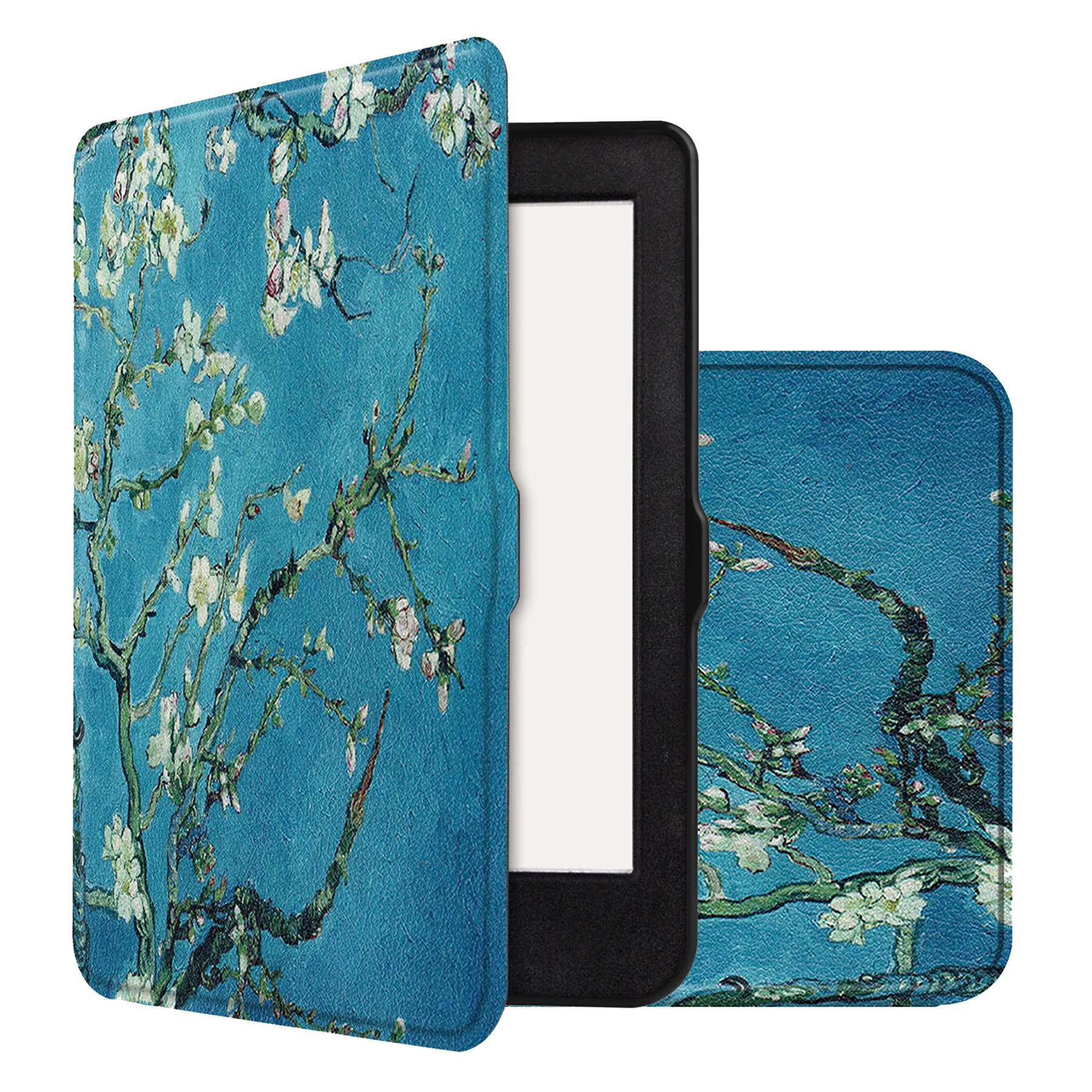 NoXx Hoes Geschikt voor Kobo Nia Hoesje Bookcase Cover Book Case Hoes Sleepcover - Bloesem