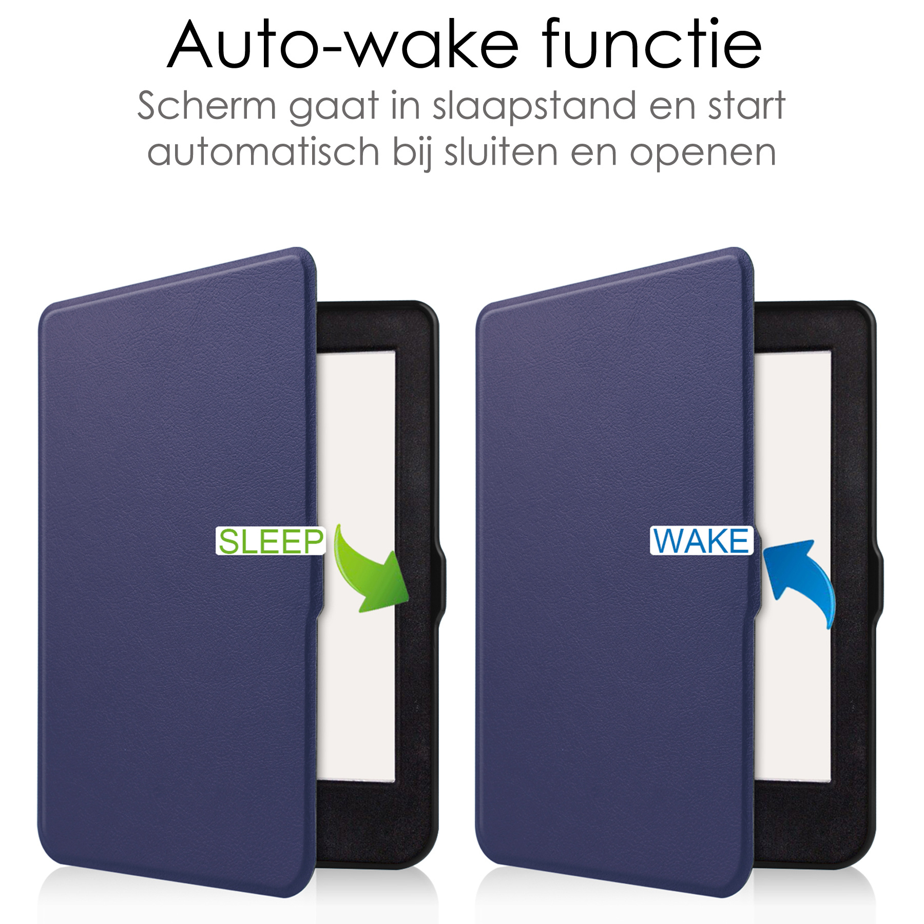 NoXx Hoes Geschikt voor Kobo Nia Hoesje Bookcase Cover Book Case Hoes Sleepcover - Donkerblauw