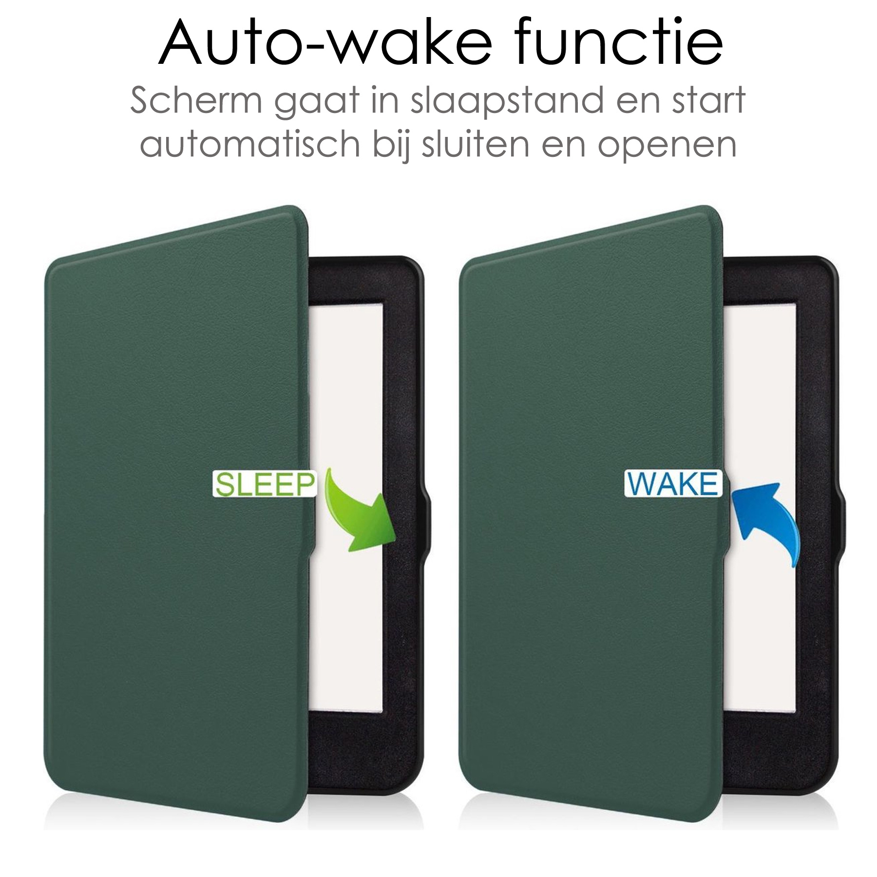 NoXx Hoes Geschikt voor Kobo Nia Hoesje Bookcase Cover Book Case Hoes Sleepcover - Donkergroen