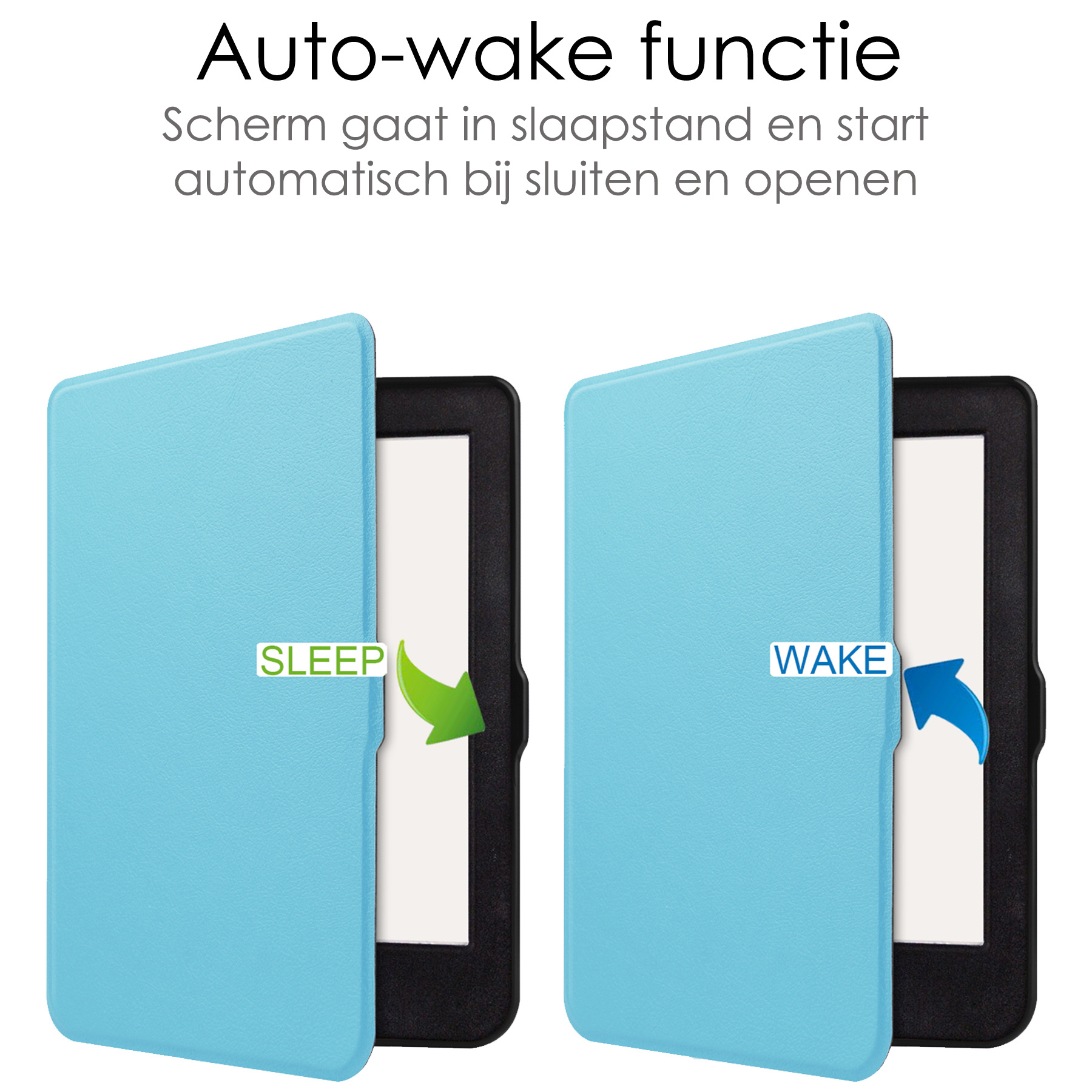 NoXx Hoes Geschikt voor Kobo Nia Hoesje Bookcase Cover Book Case Hoes Sleepcover - Lichtblauw